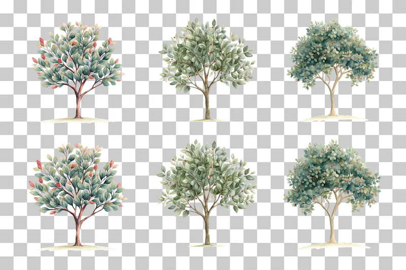 Folk Art Decorative Tree Clipart Bundle - CraftNest - Digital Crafting and Art
