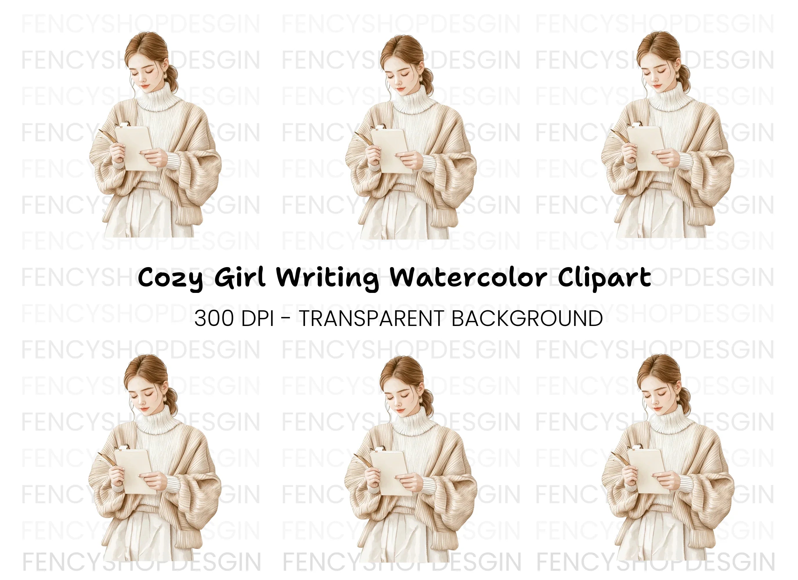 Focused Woman Clipart Bundle