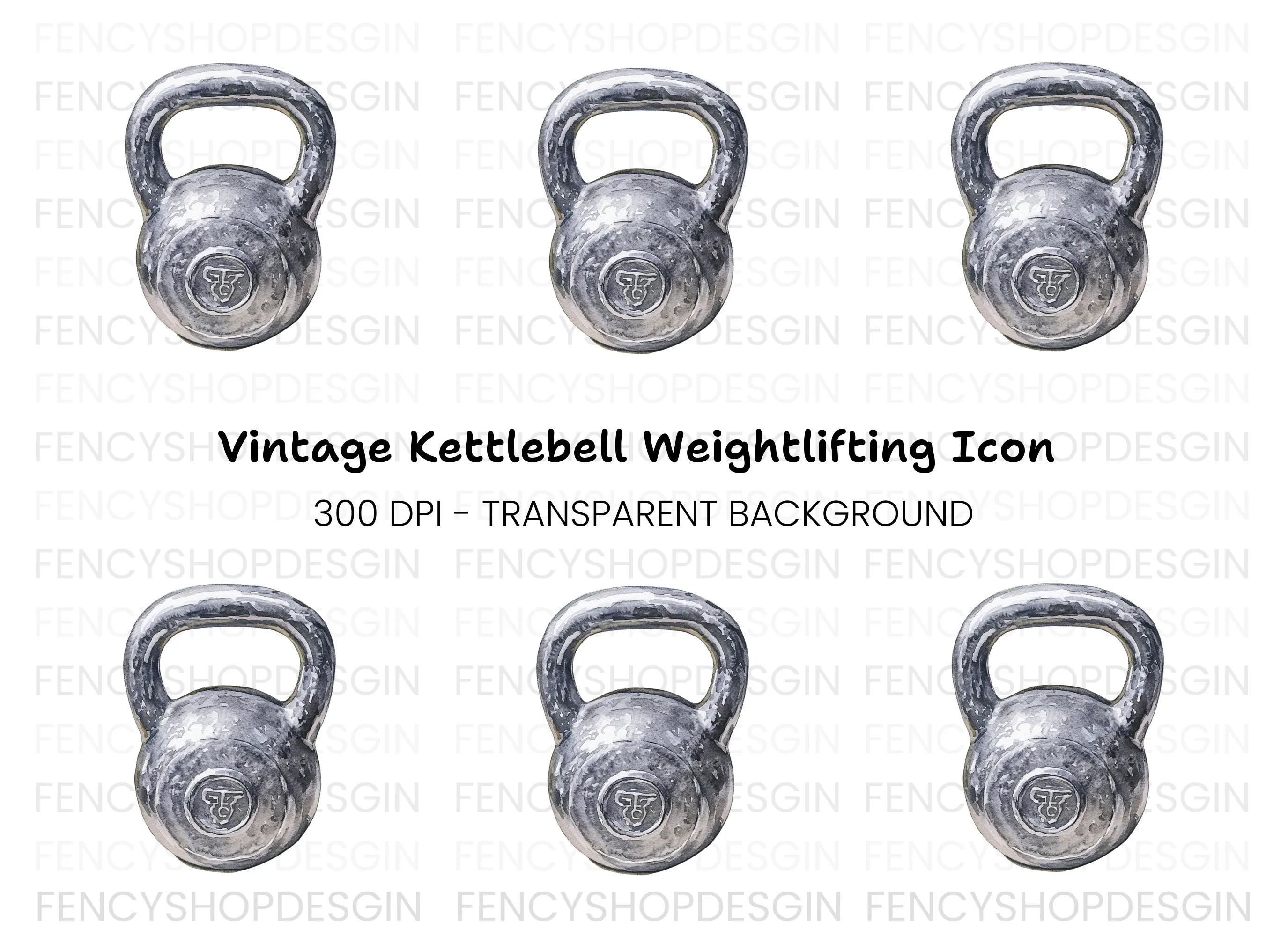 Single Kettlebell Illustration Clipart Bundle