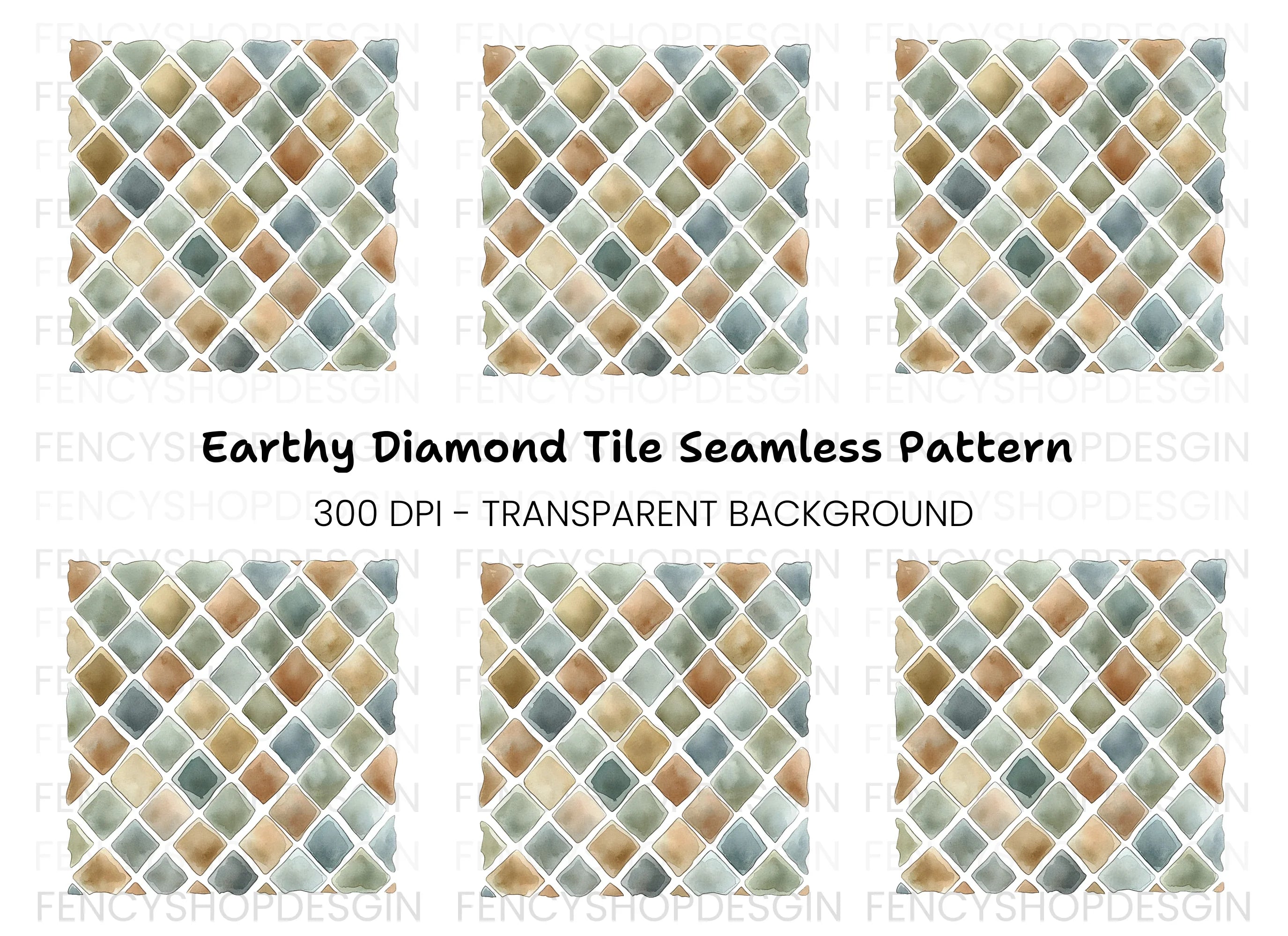 Diamond Tile Pattern Clipart Bundle