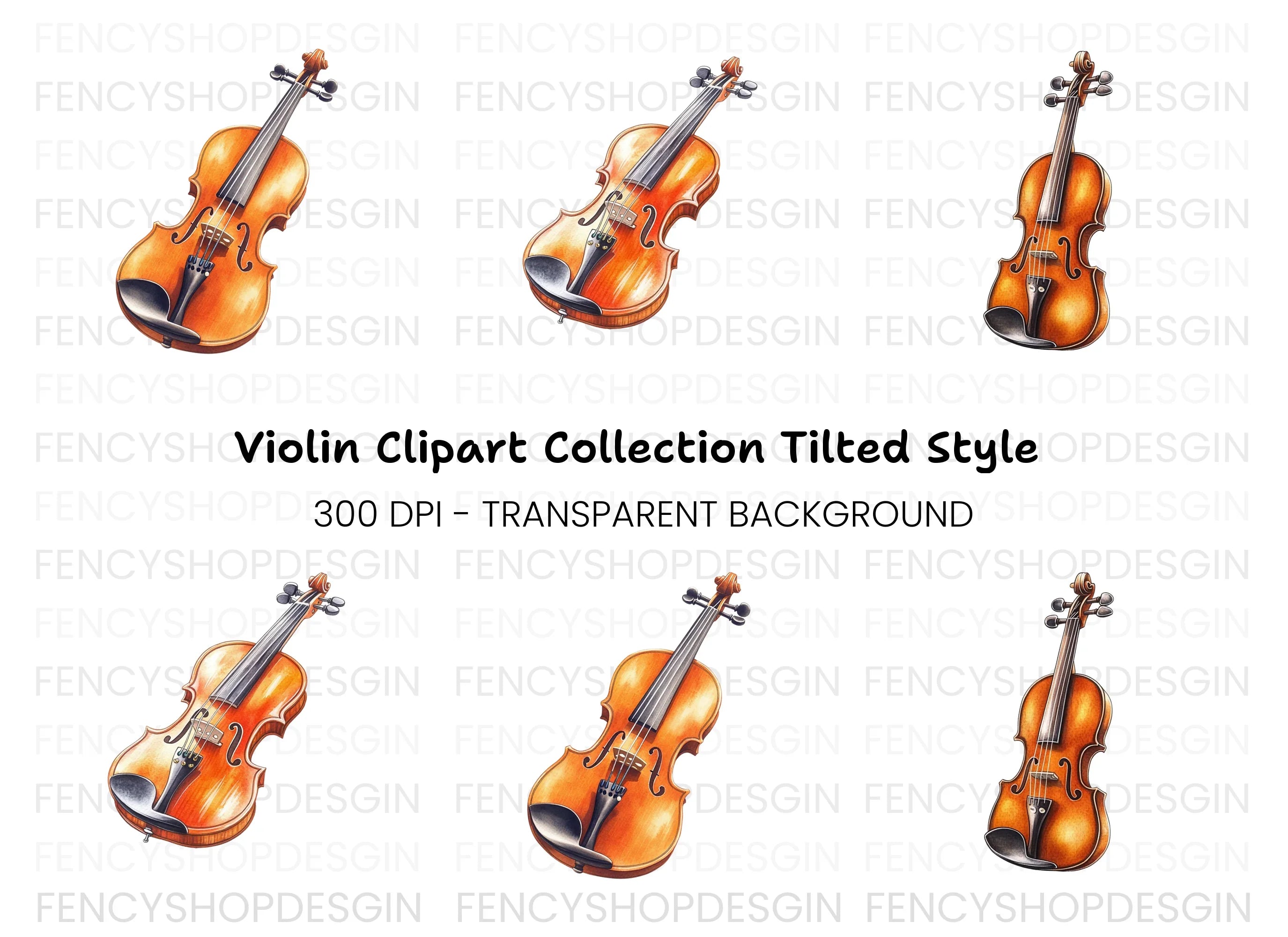 Dynamic Violin Illustrations Clipart Bundle