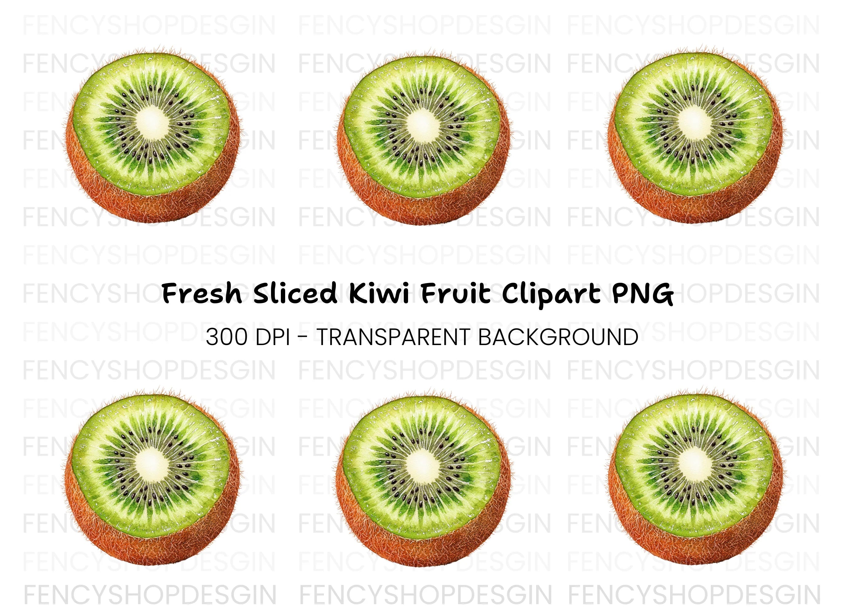 Fresh Kiwi Slice Clipart Bundle