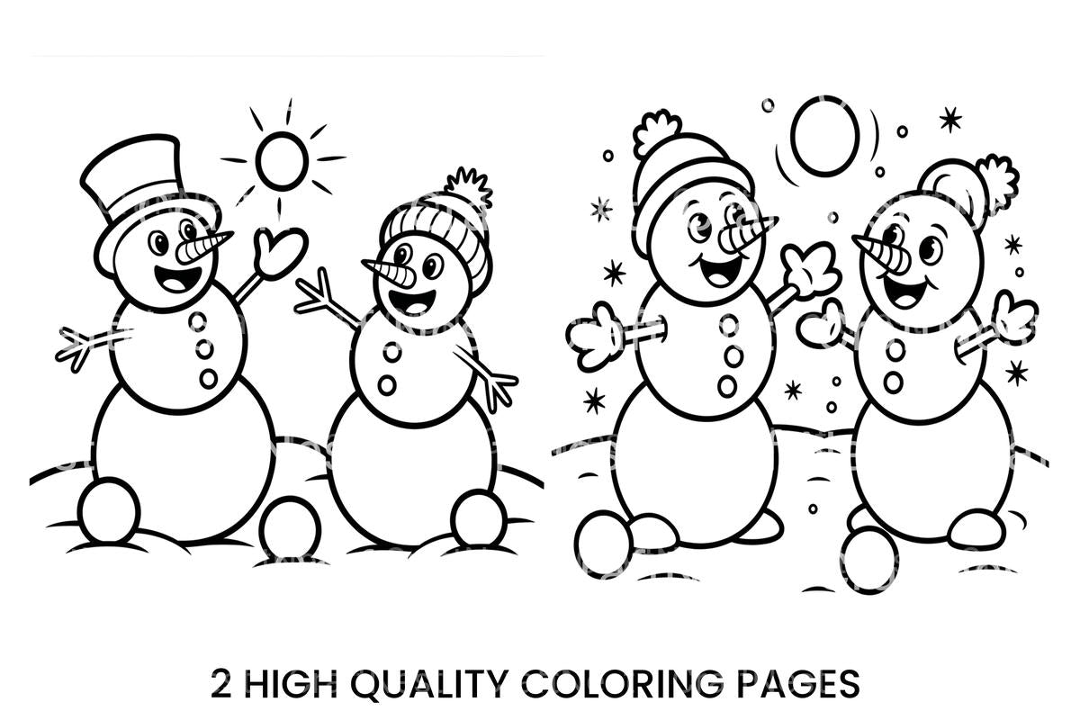 Happy Snowmen Winter Scene Coloring Books