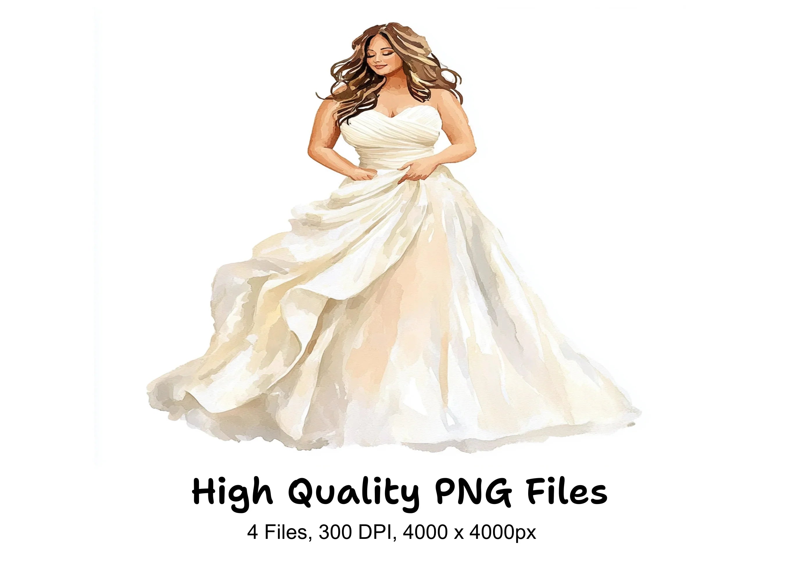 Plus Size Bride Wedding Dress Clipart Bundle