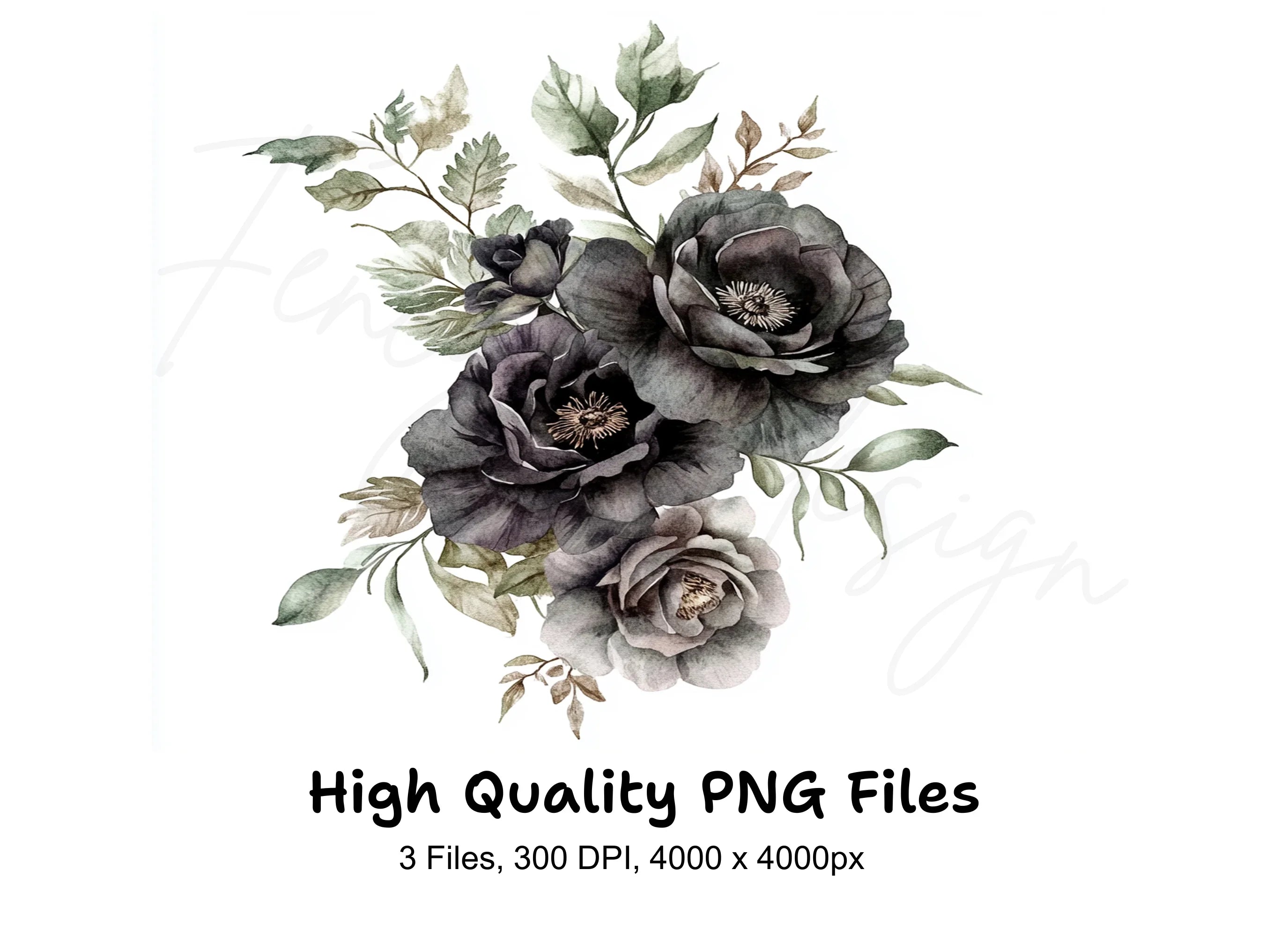 Moody Black Rose Clipart Bundle