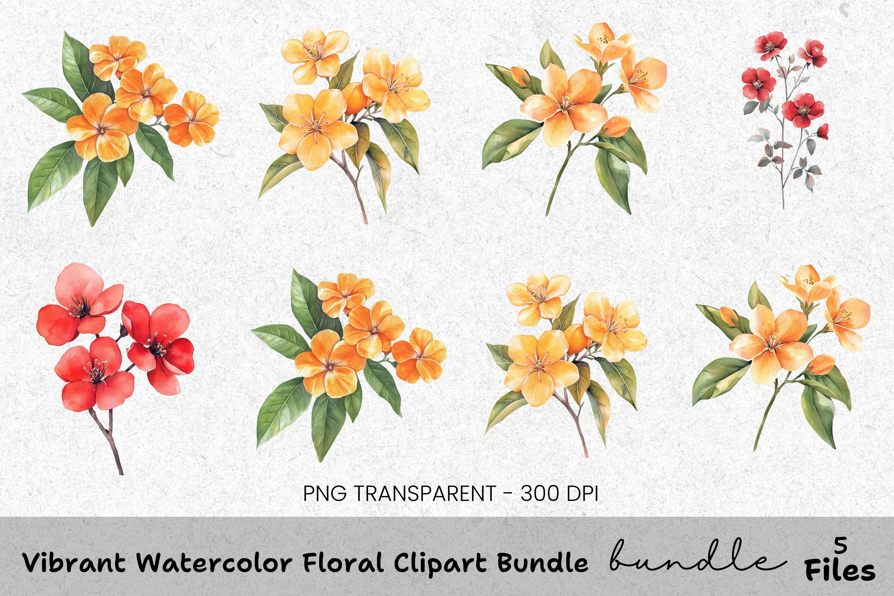 Vibrant Floral Clipart Bundle