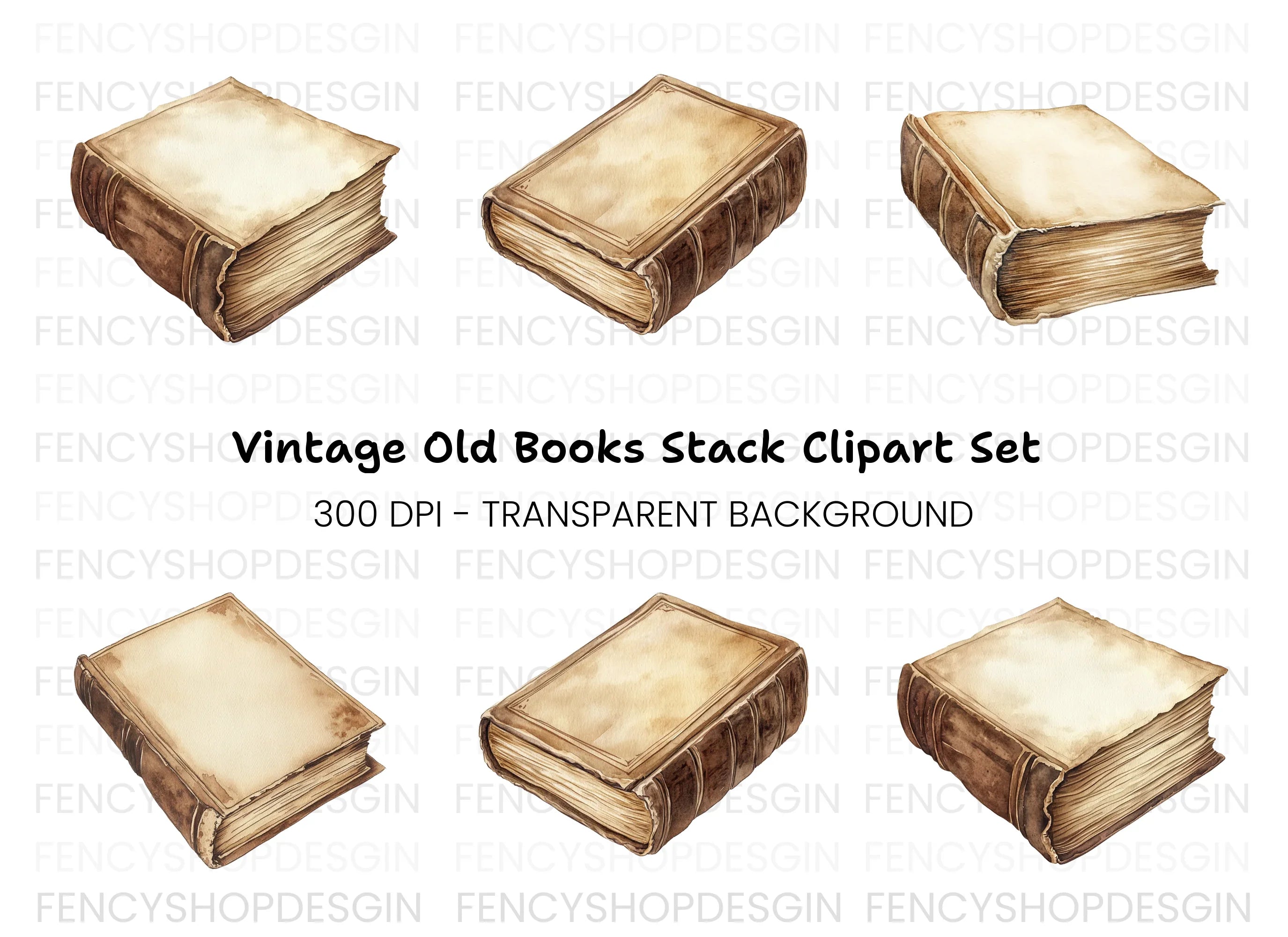 Vintage Old Books Clipart Bundle