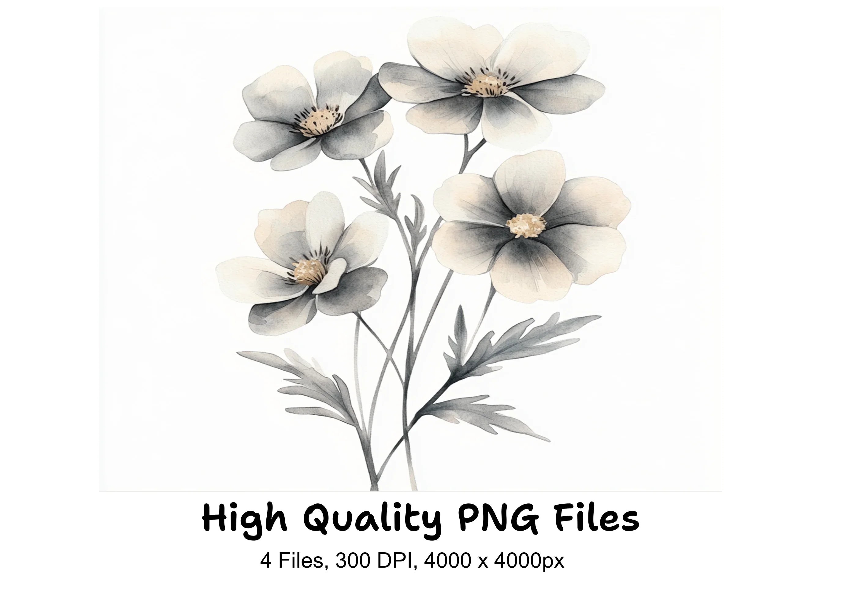 Soft Neutral Floral Clipart Bundle
