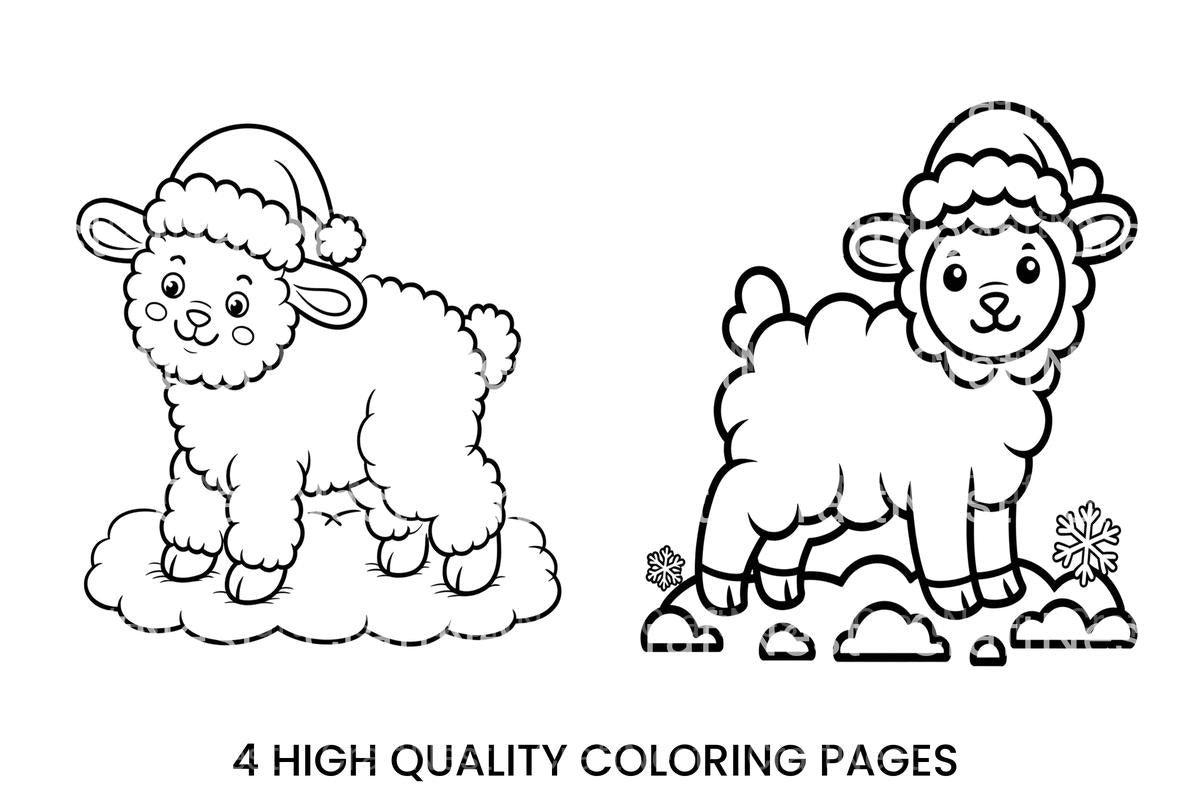 Cute Lambs Christmas Coloring Books