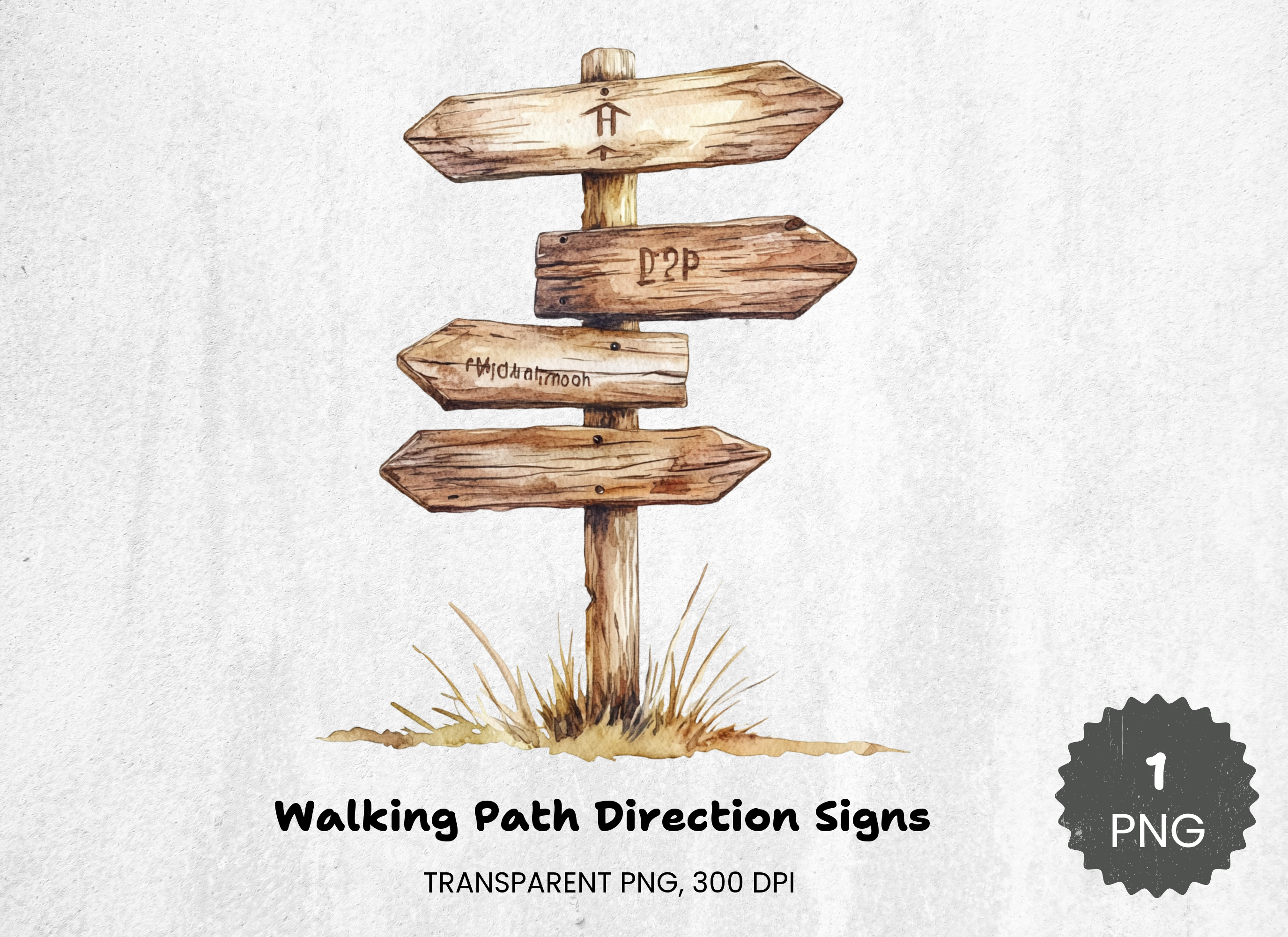 Walking Path Direction Signs Clipart Bundle