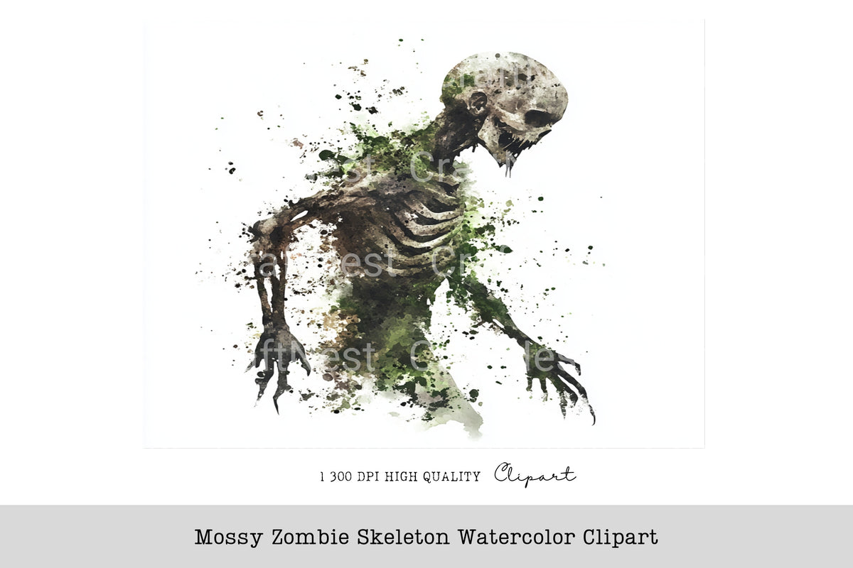 Mossy Zombie Skeleton Clipart Bundle