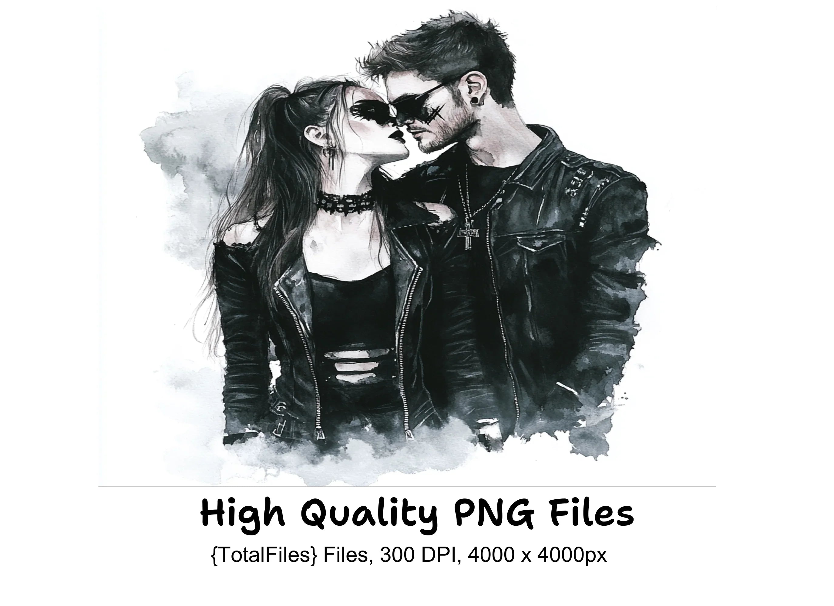 Gothic Romance Couple Clipart Bundle