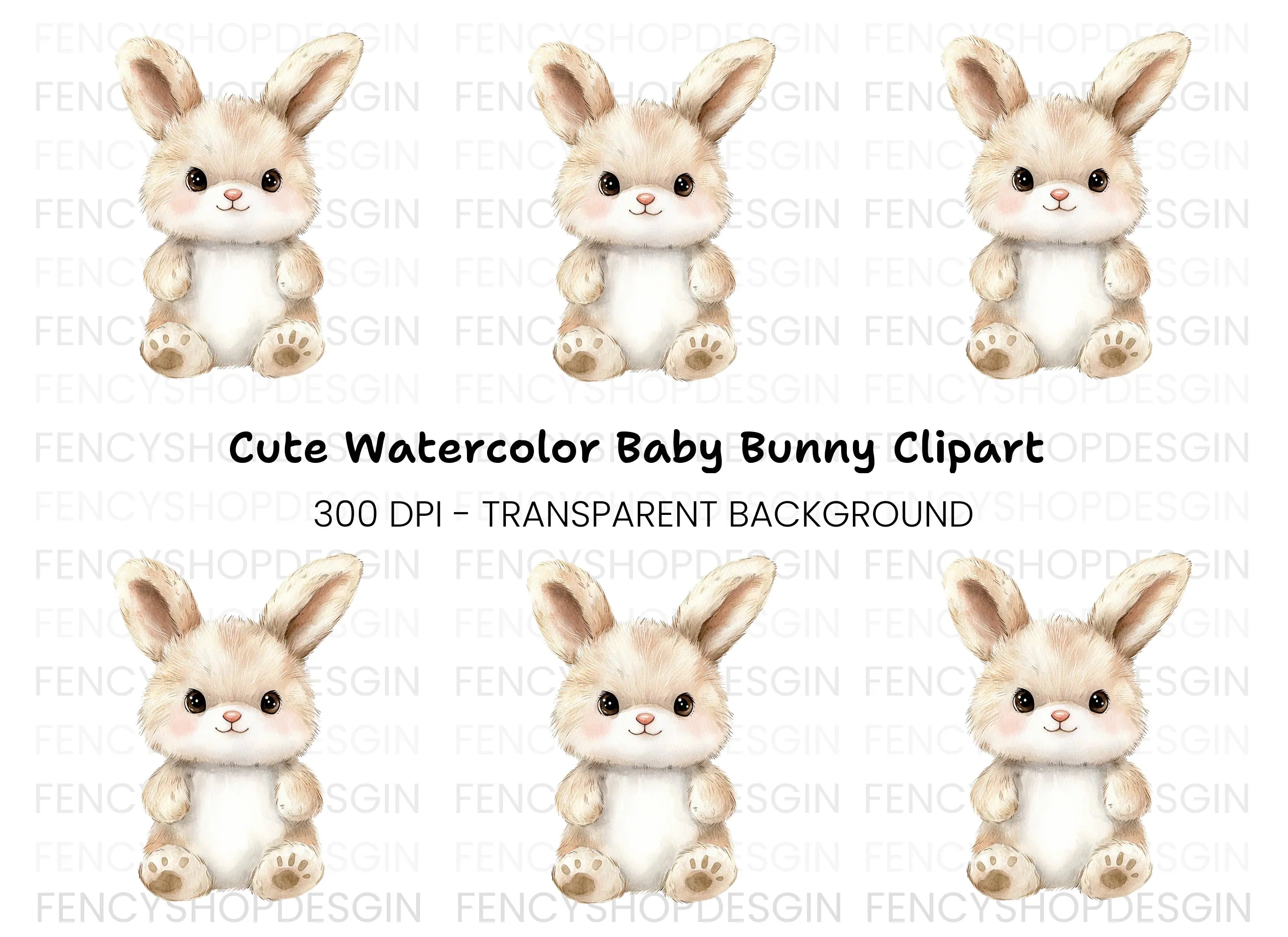 Adorable Fluffy Bunny Clipart Bundle