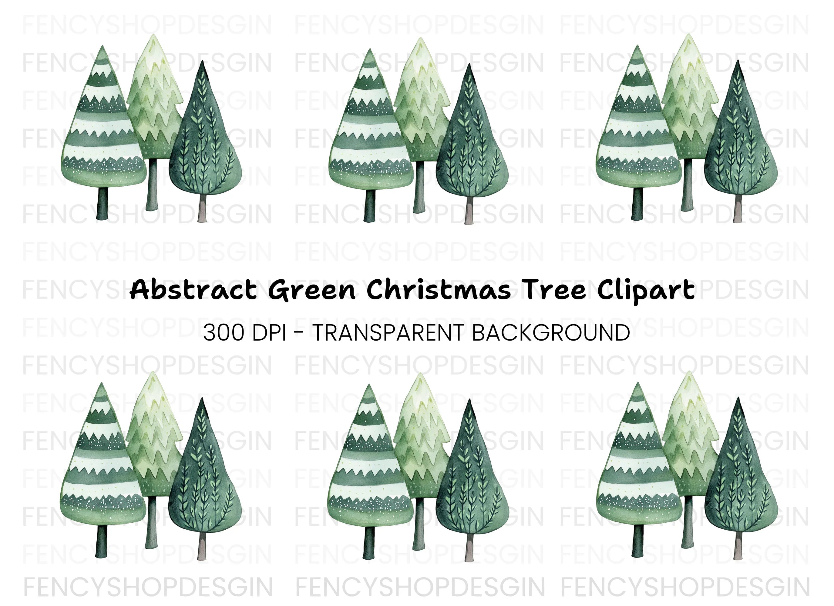 Winter Forest Tree Clipart Bundle