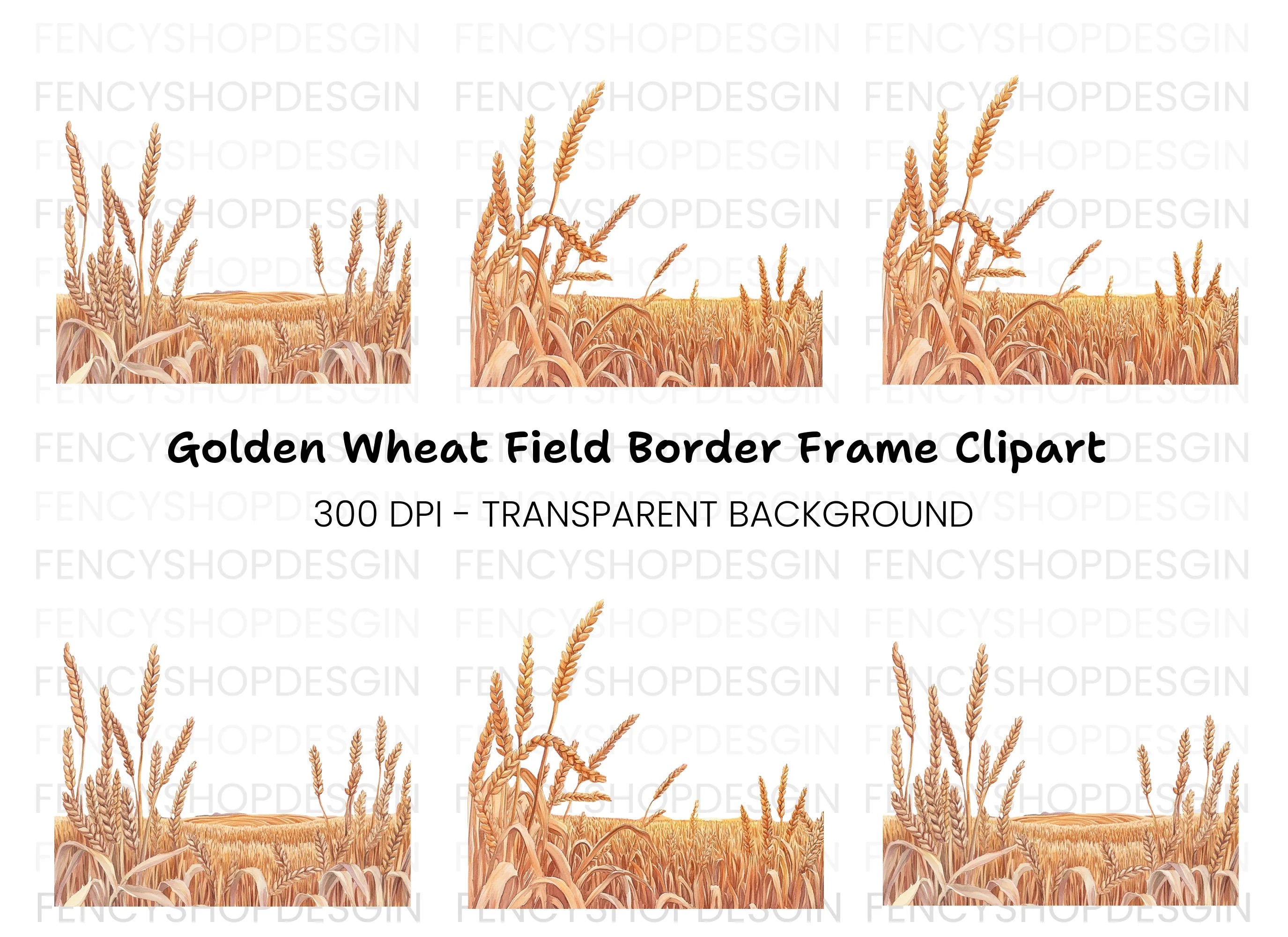 Golden Wheat Field Clipart Bundle