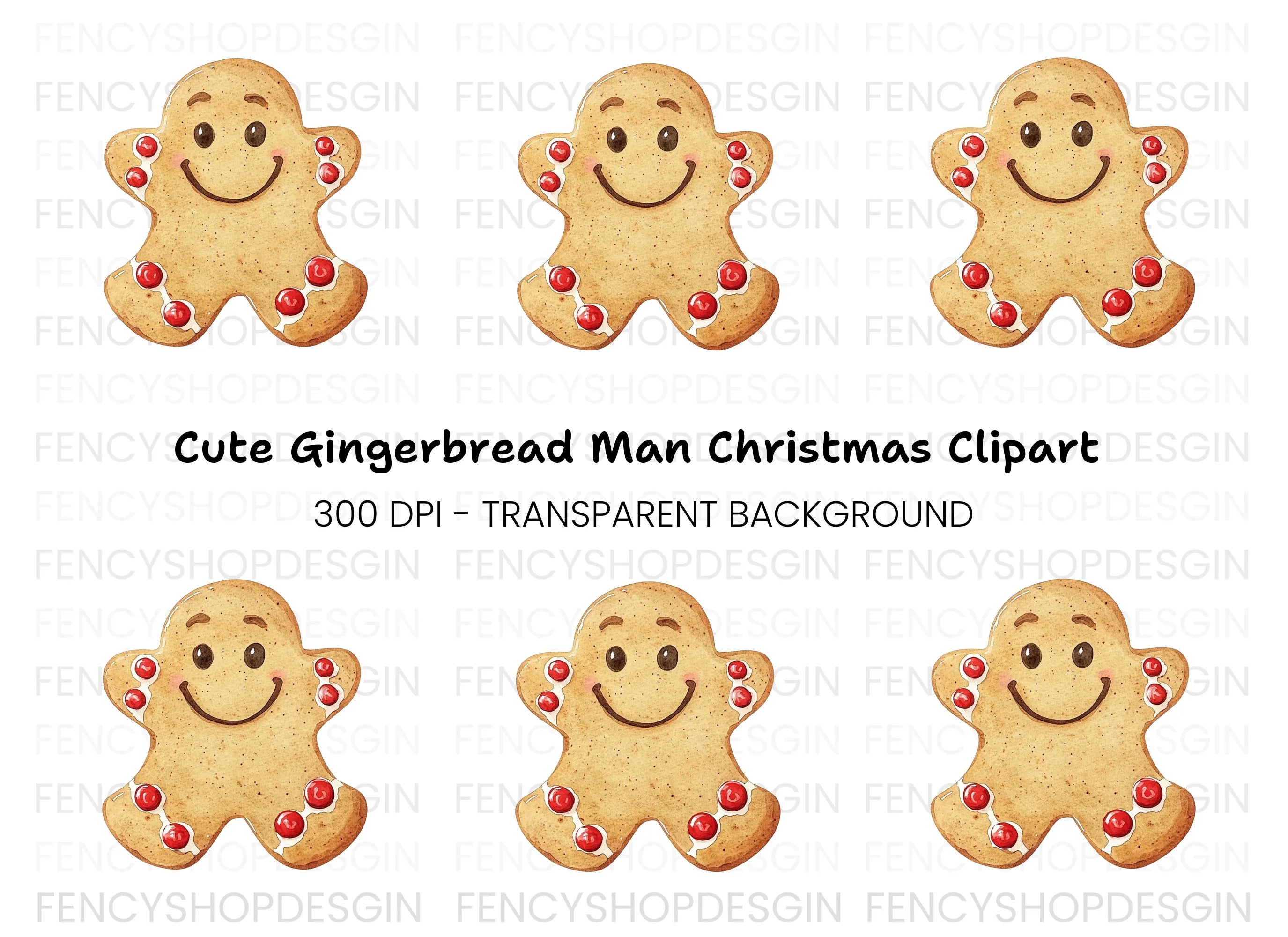 Smiling Gingerbread Man Clipart Bundle