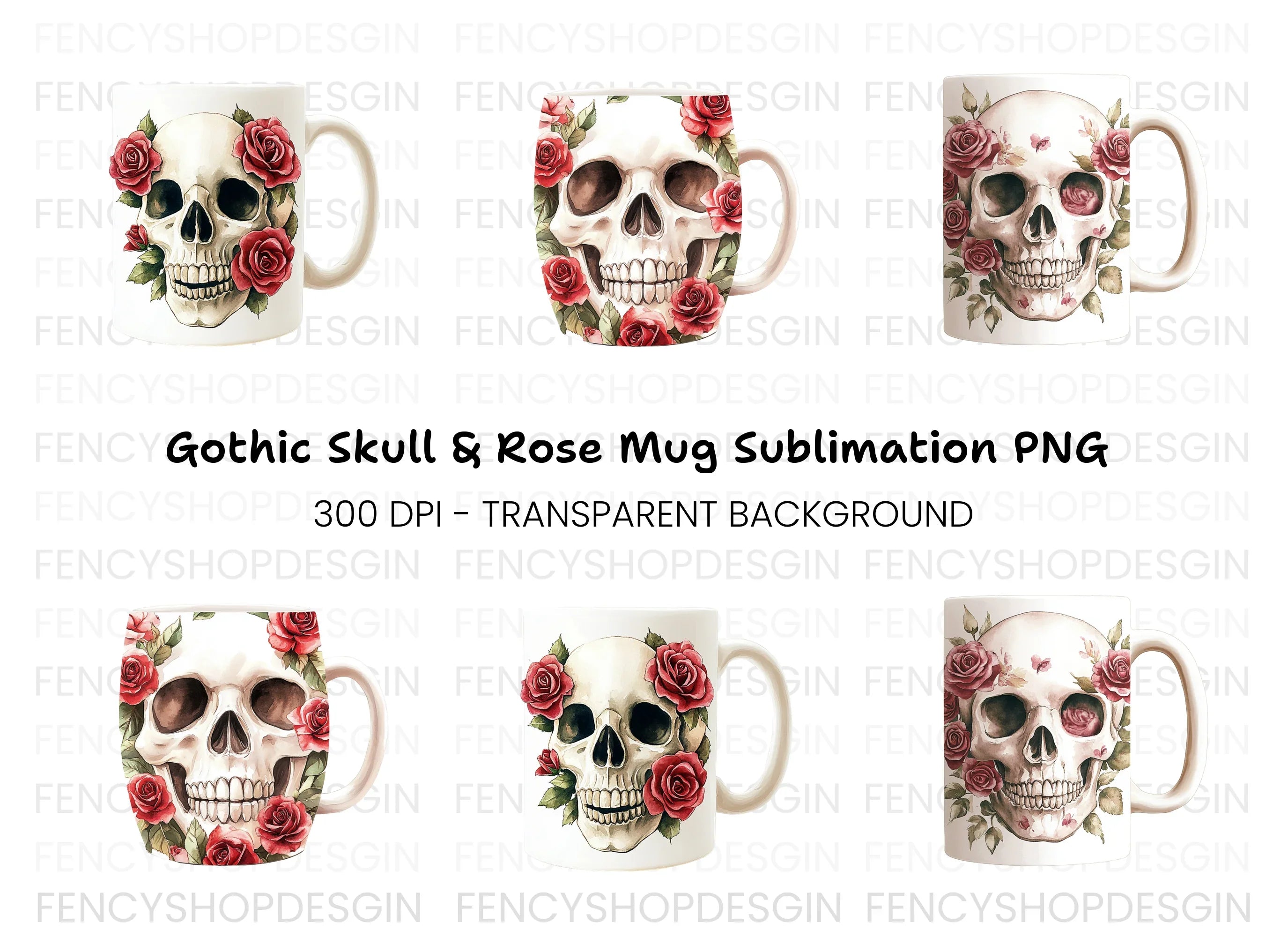 Floral Skull Clipart Bundle