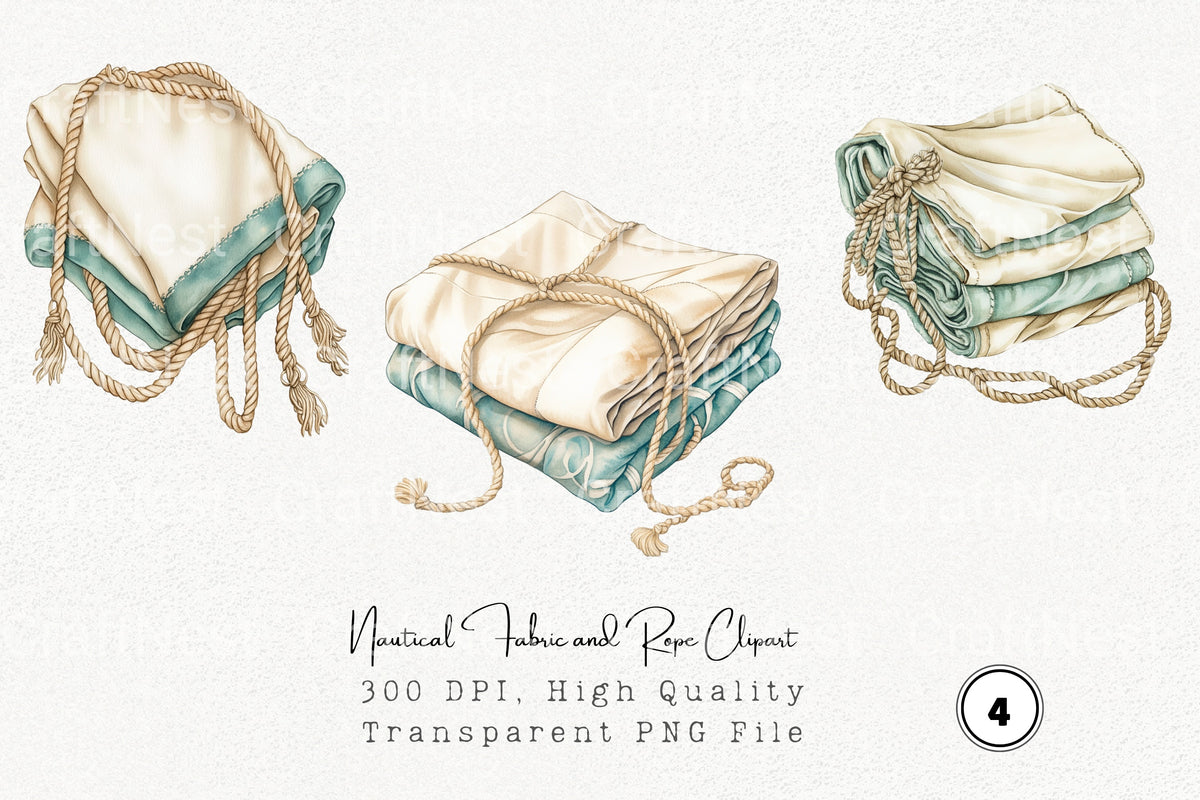 Nautical Fabric And Rope Clipart Bundle