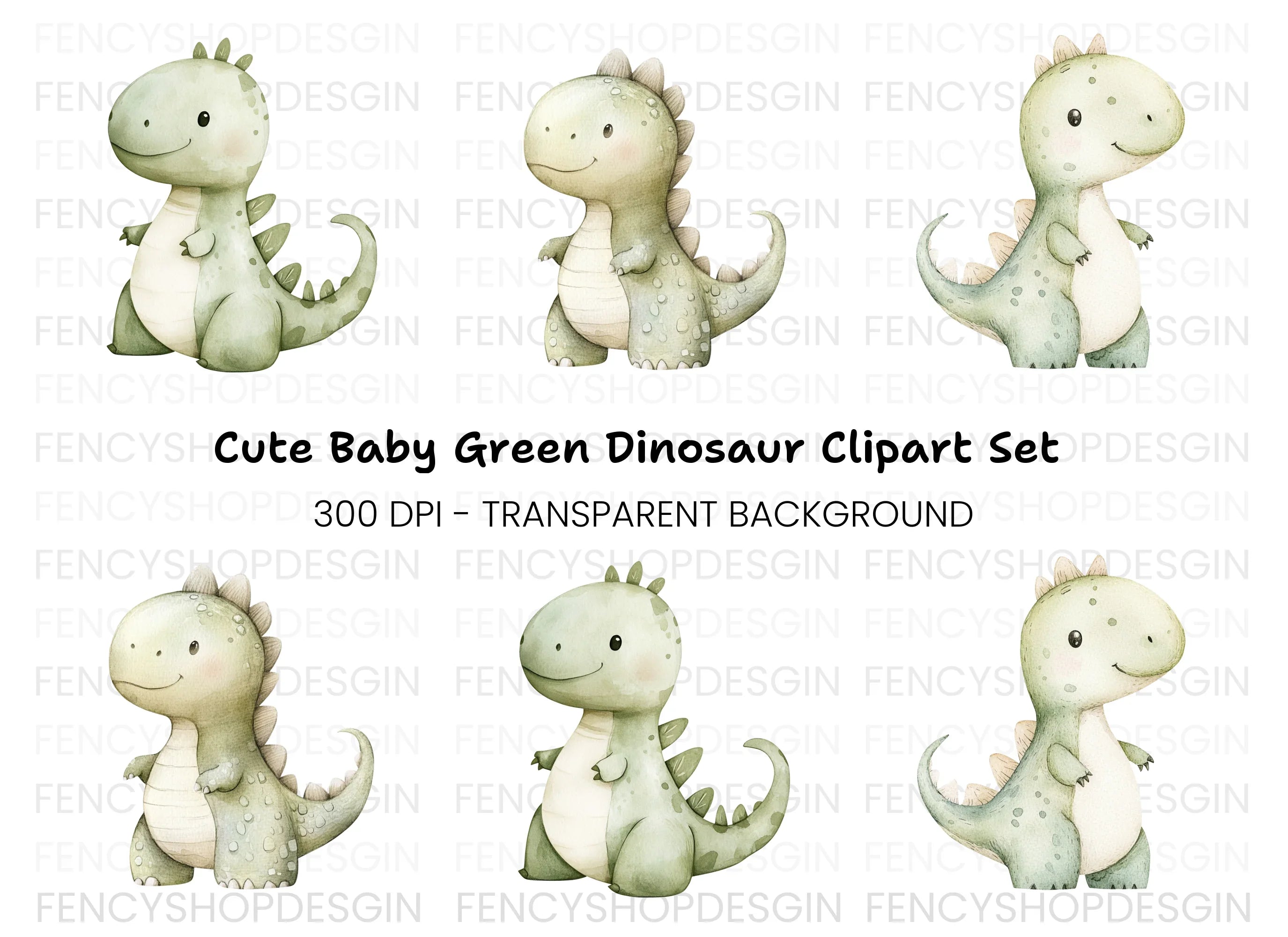 Cute Baby Dinosaur Clipart Bundle