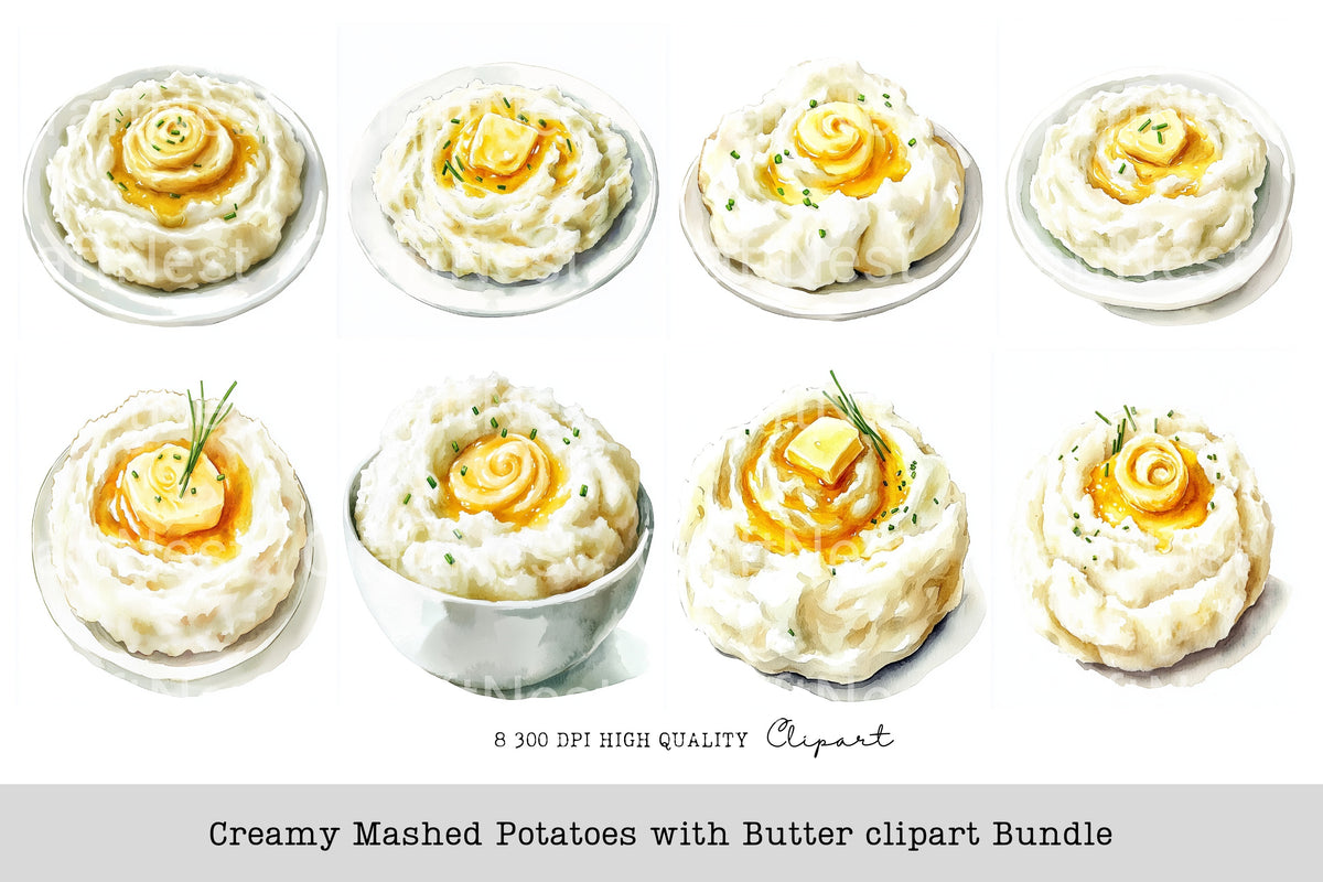 Creamy Mashed Potatoes Butter Clipart Bundle
