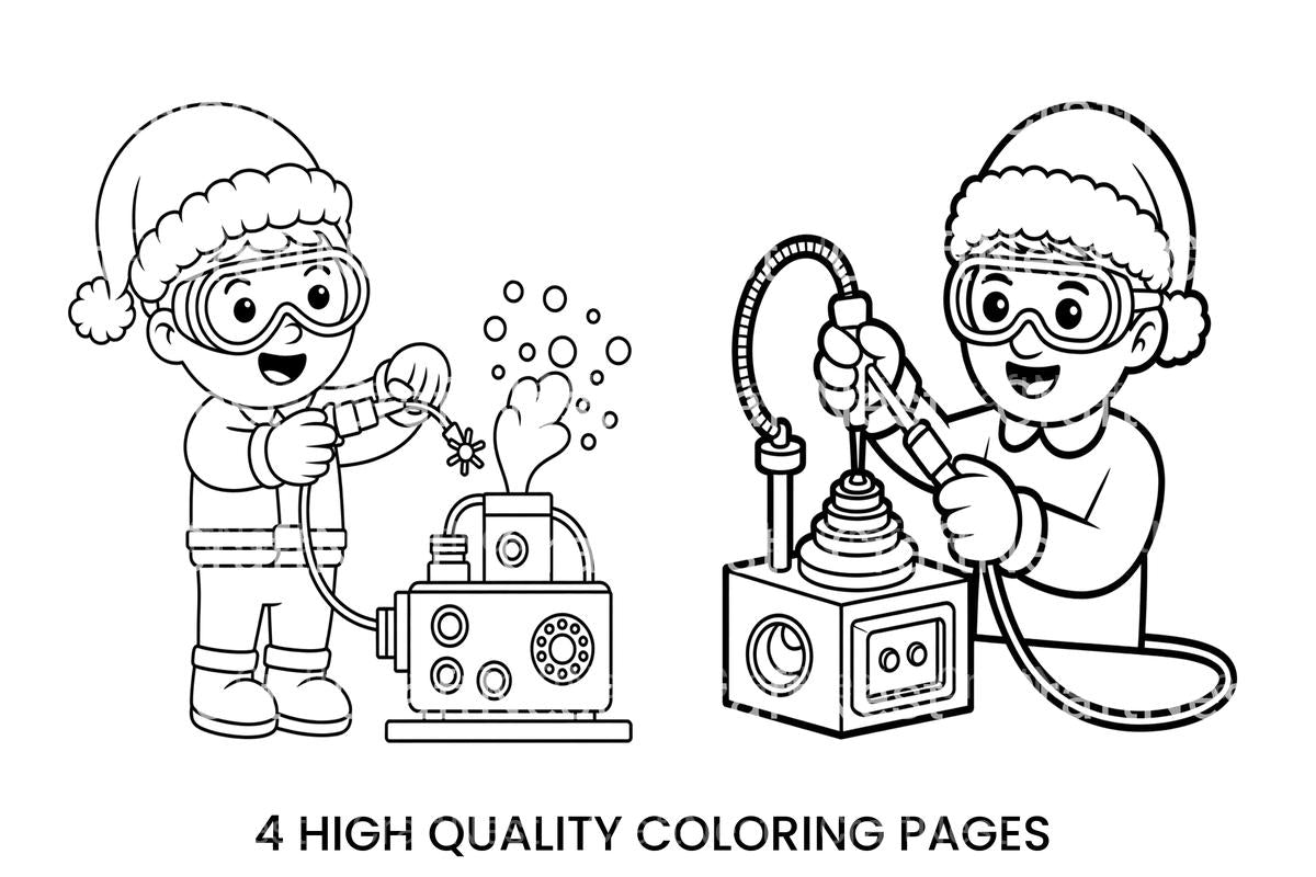 Christmas Elf Scientist Coloring Books