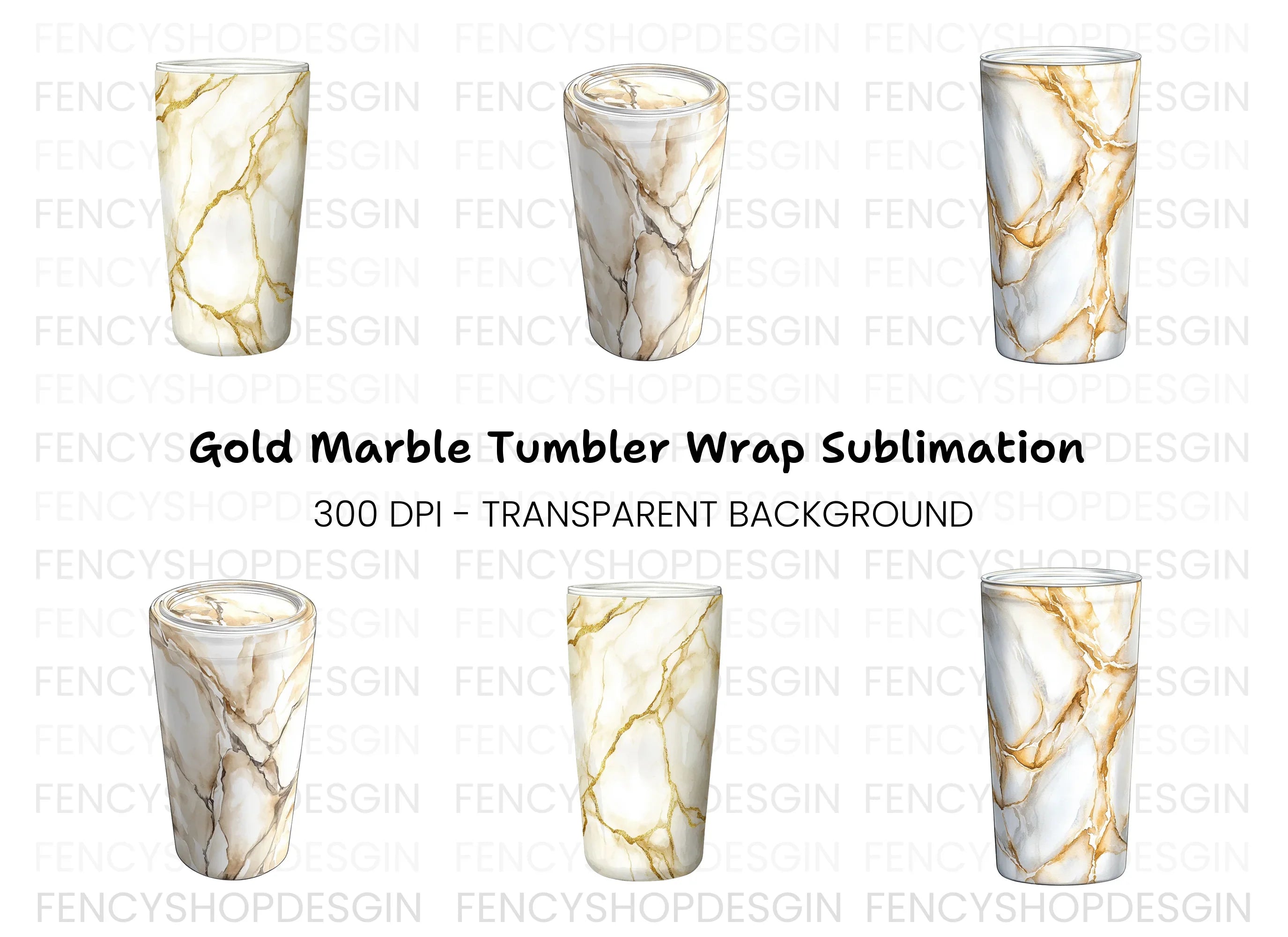 Gold Marble Tumbler Clipart Bundle