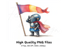 Cute Knights with Colorful Flags Clipart Bundle