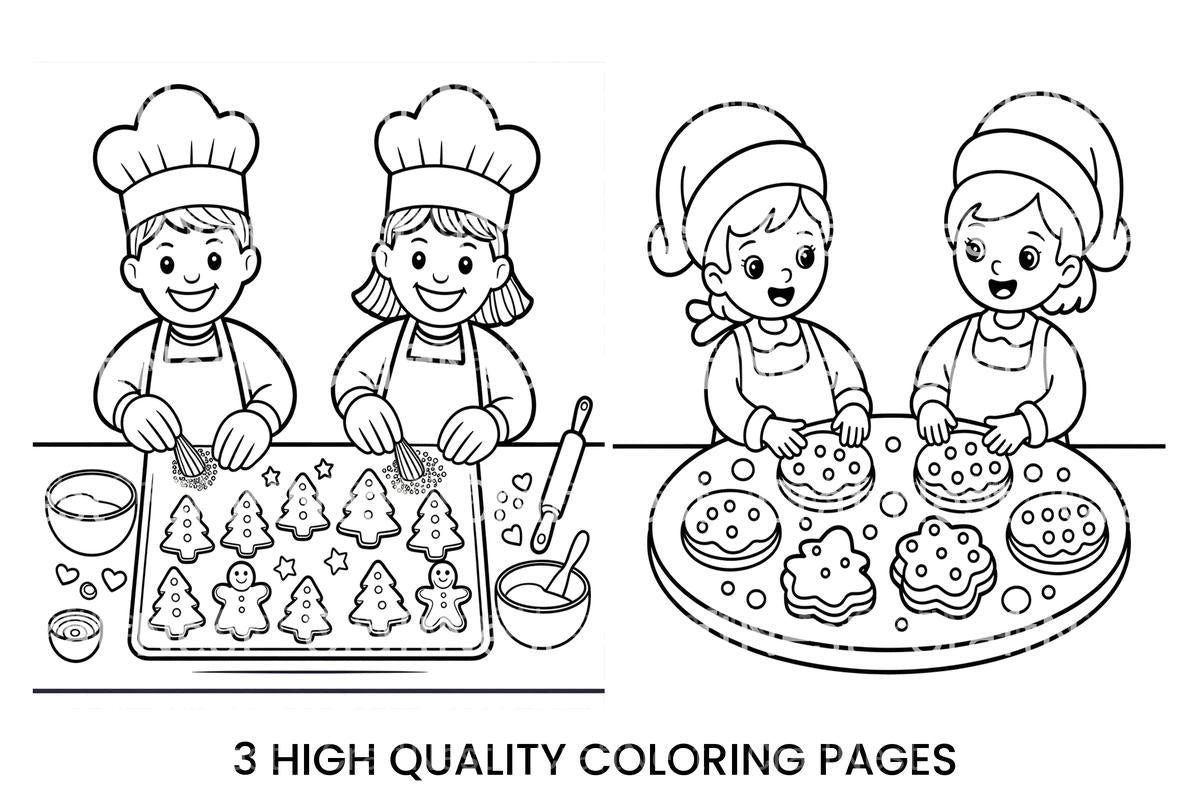 Kids Baking Cookies Coloring Books