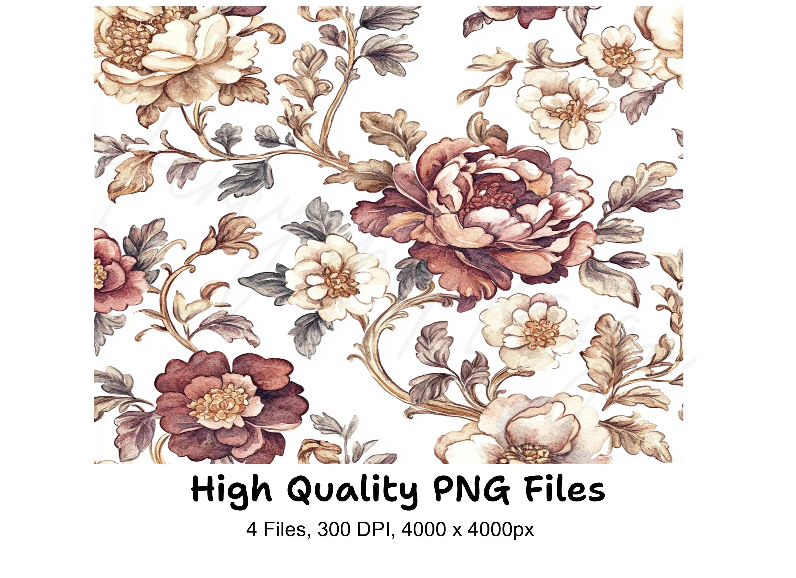 Vintage Floral Pattern Clipart Bundle