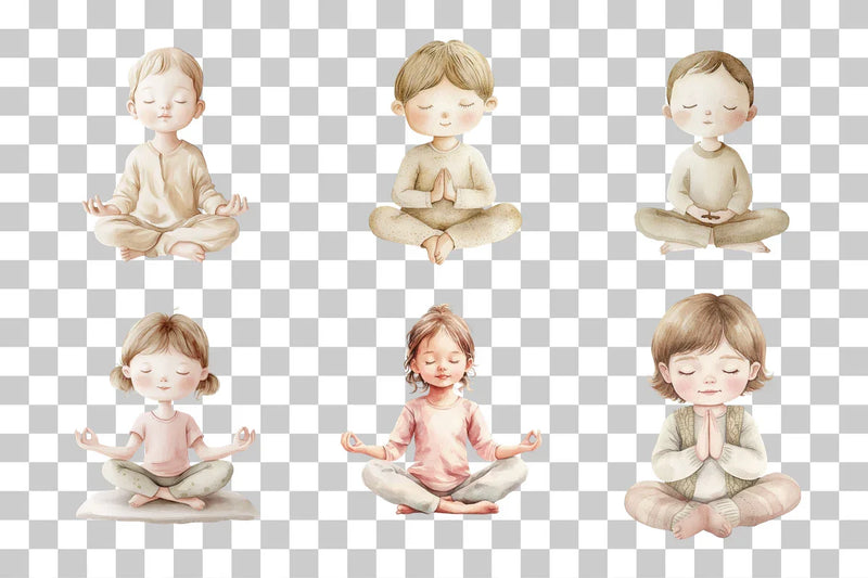 Child Meditation Yoga Clipart Bundle - CraftNest - Digital Crafting and Art