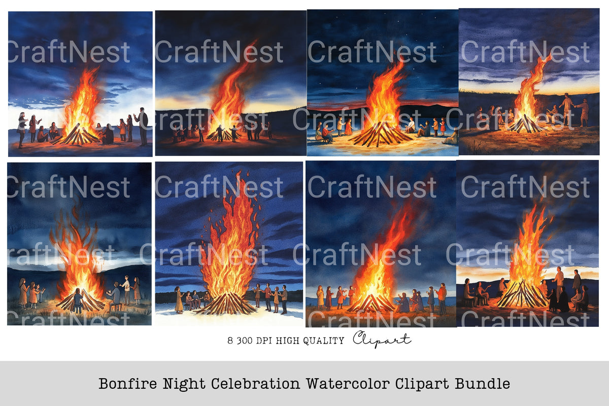 Bonfire Night Celebration Clipart Bundle
