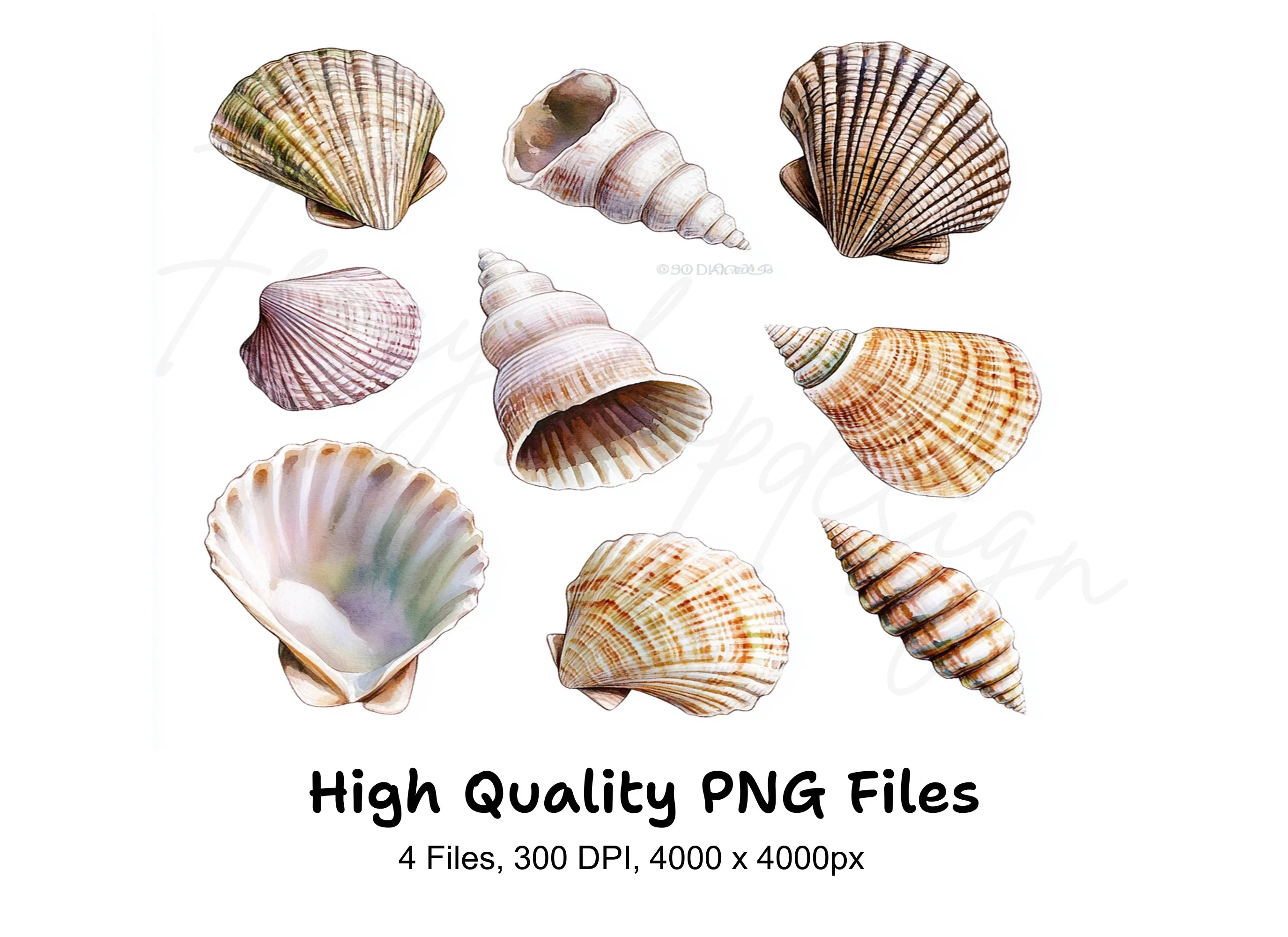 Diverse Seashell Clipart Bundle