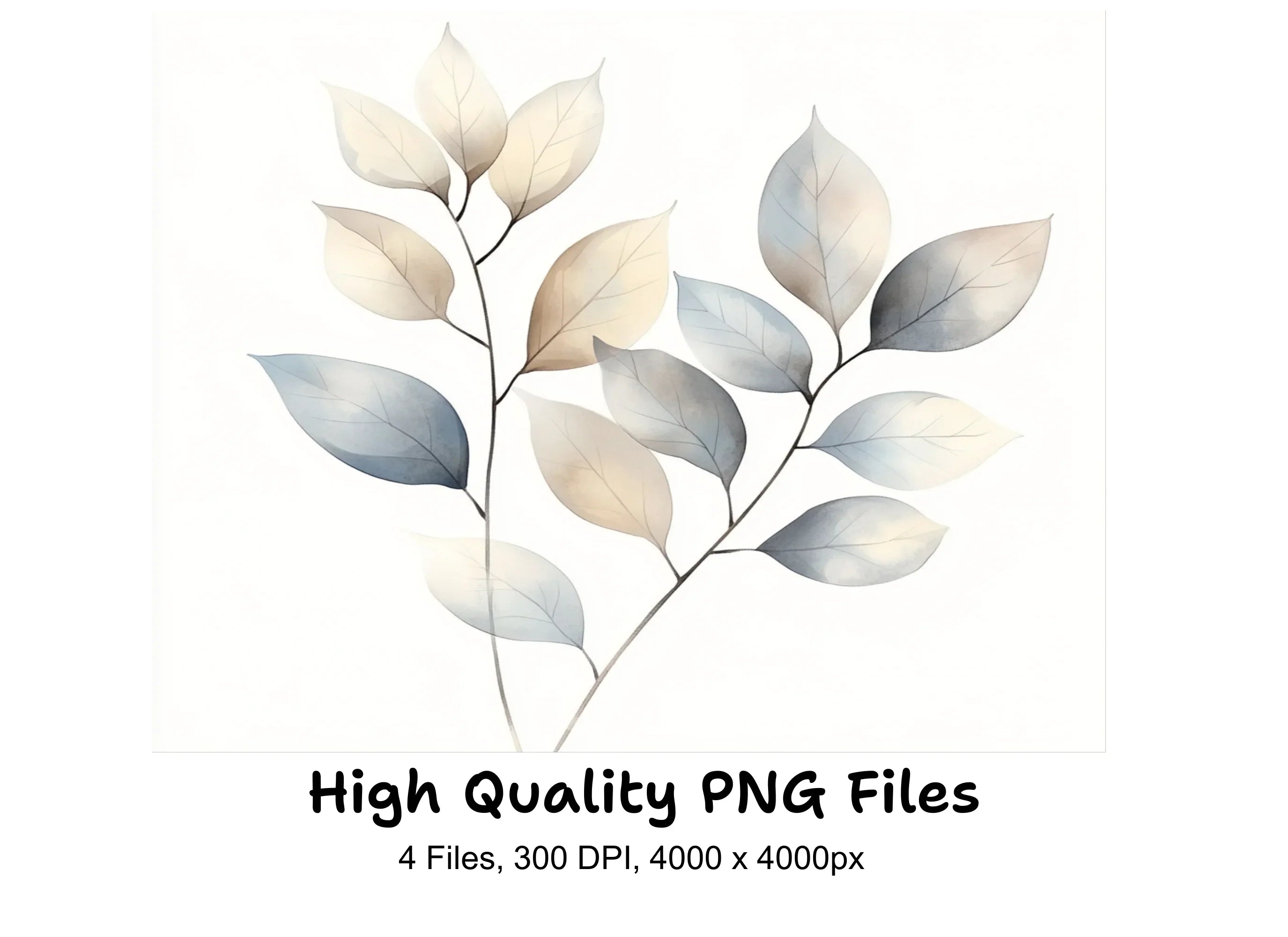 Neutral Leaves Clipart Bundle