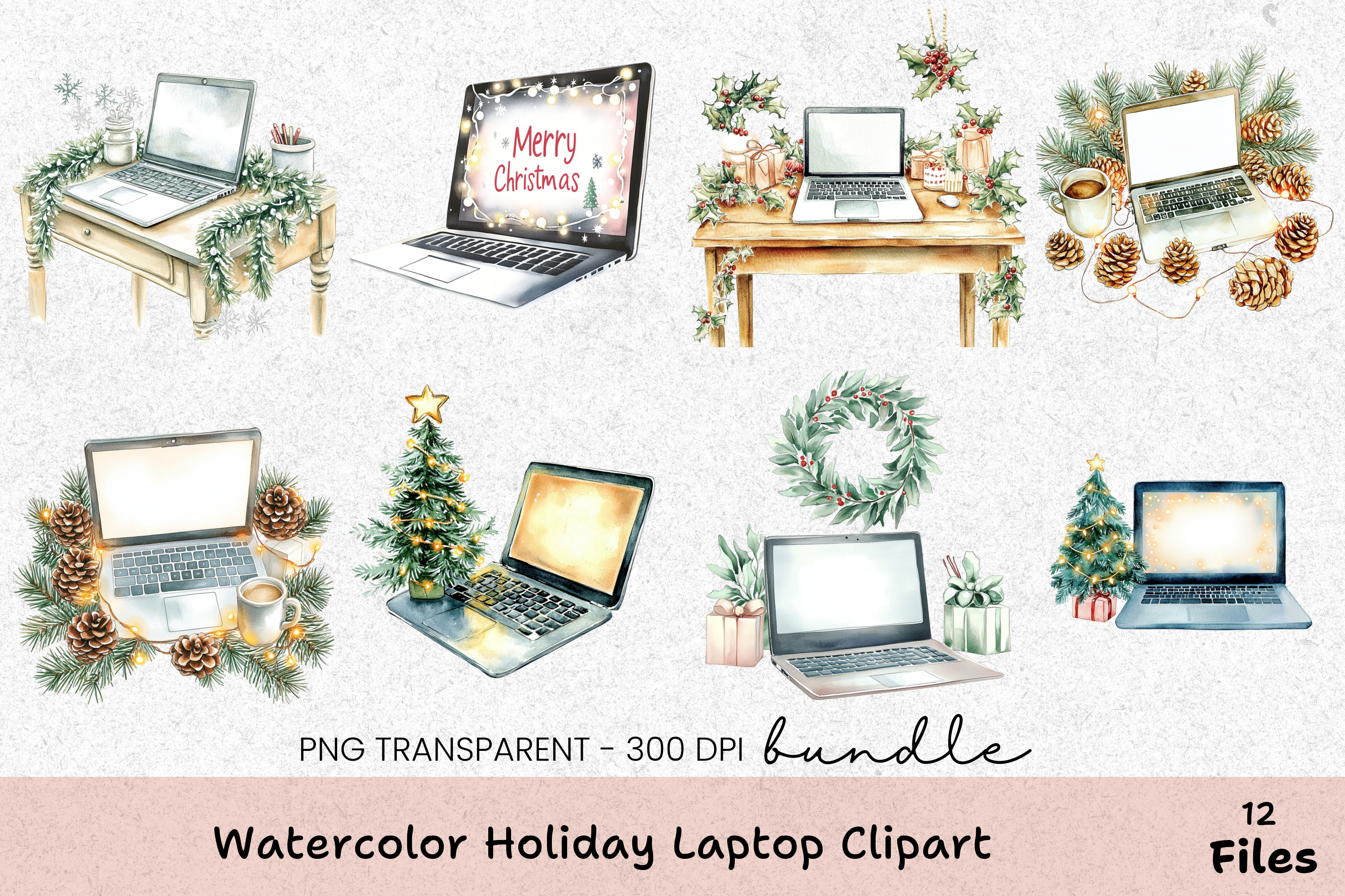 Holiday Laptop Clipart Bundle