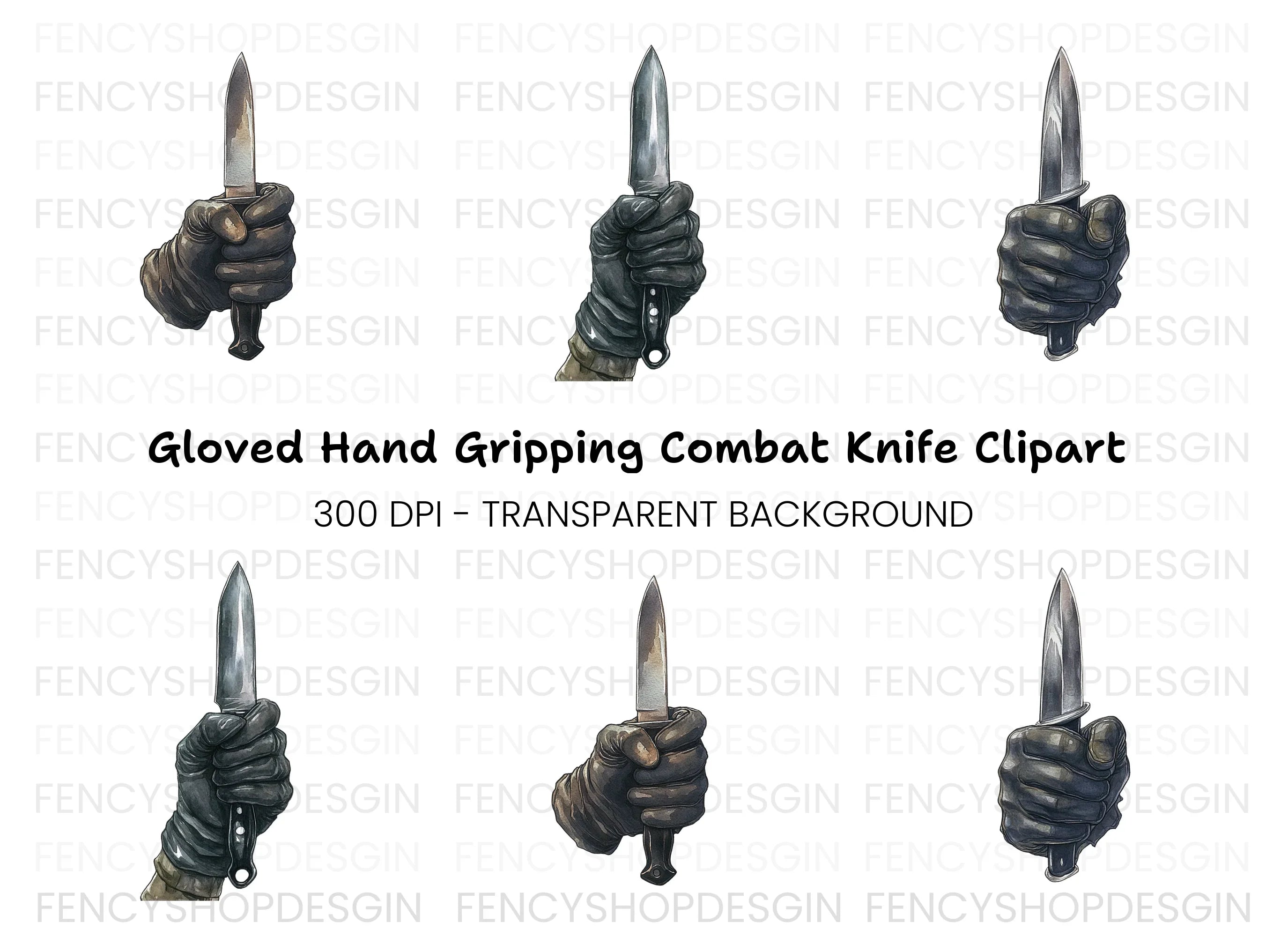 Gloved Hands Holding Daggers Clipart Bundle