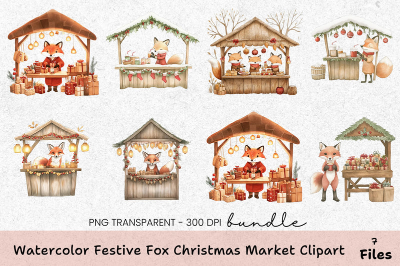 Festive Fox Christmas Market Clipart Bundle - CraftNest - Digital Crafting and Art
