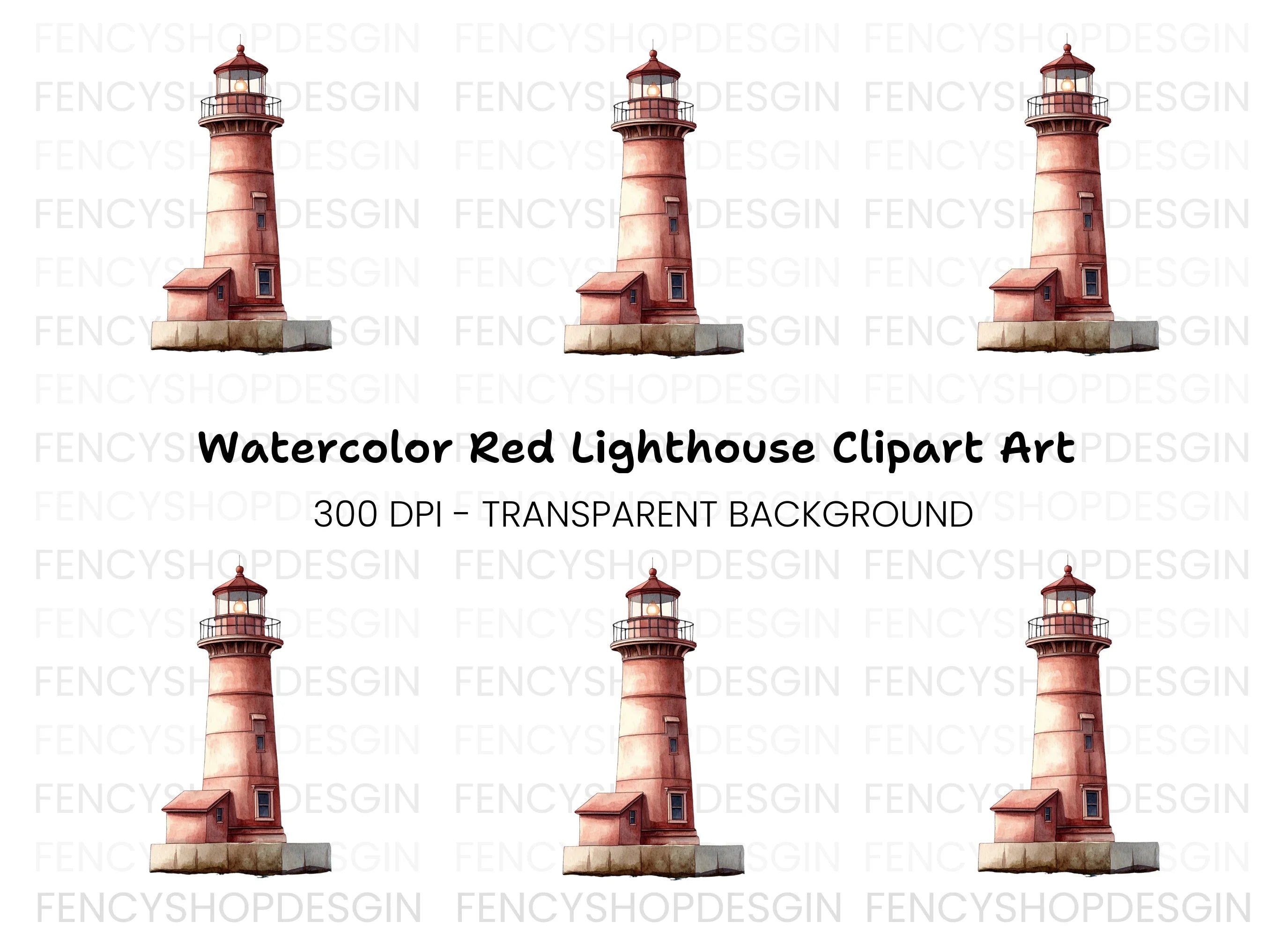 Single Red Lighthouse Clipart Bundle