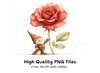 Tiny Gnomes with Giant Roses Clipart Bundle