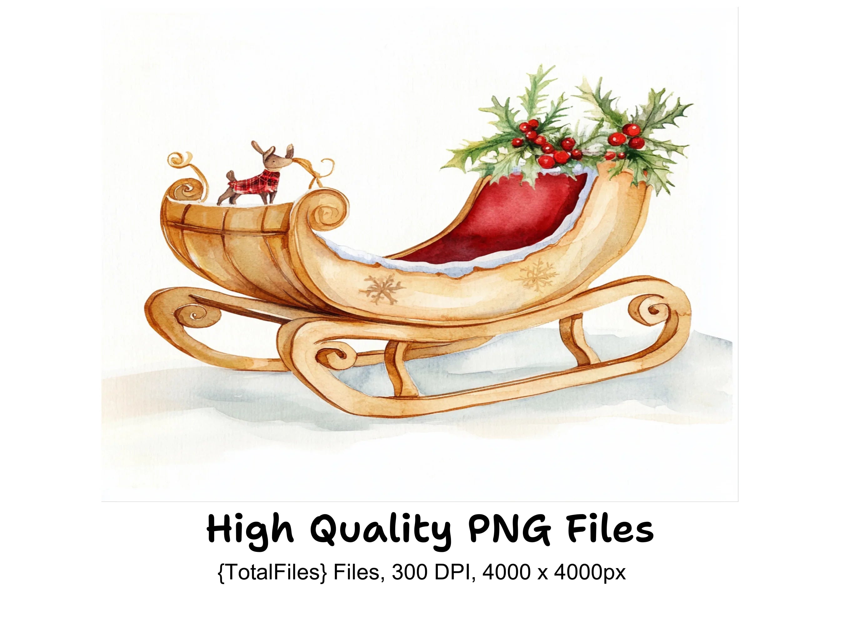Christmas Sleigh Clipart Bundle