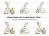 White Rabbit with Pocket Watch Clipart Bundle