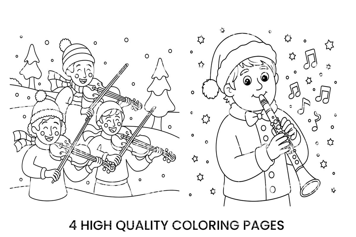 Cute Flutist Christmas Coloring Books