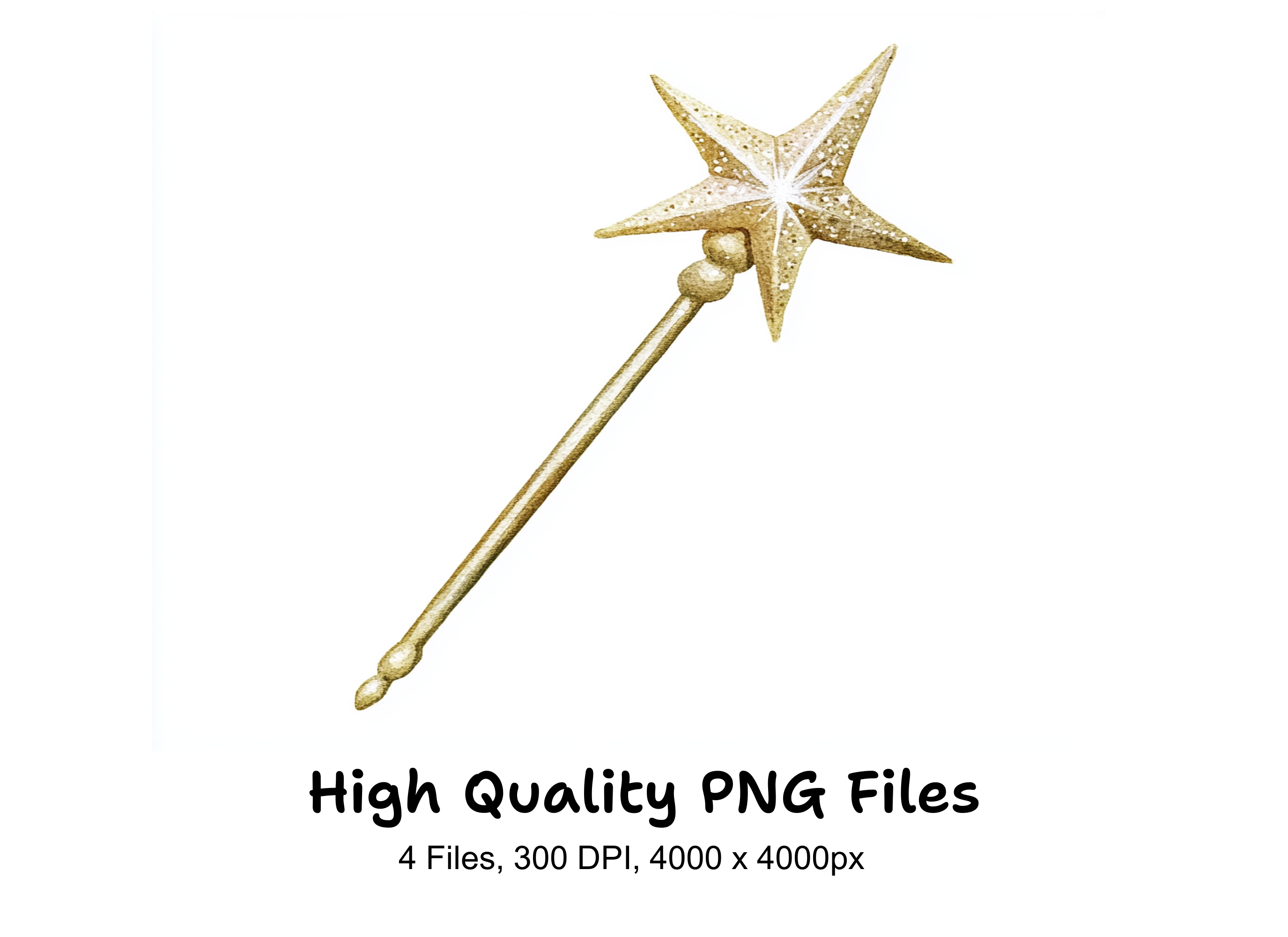Golden Star Magic Wand Clipart Bundle