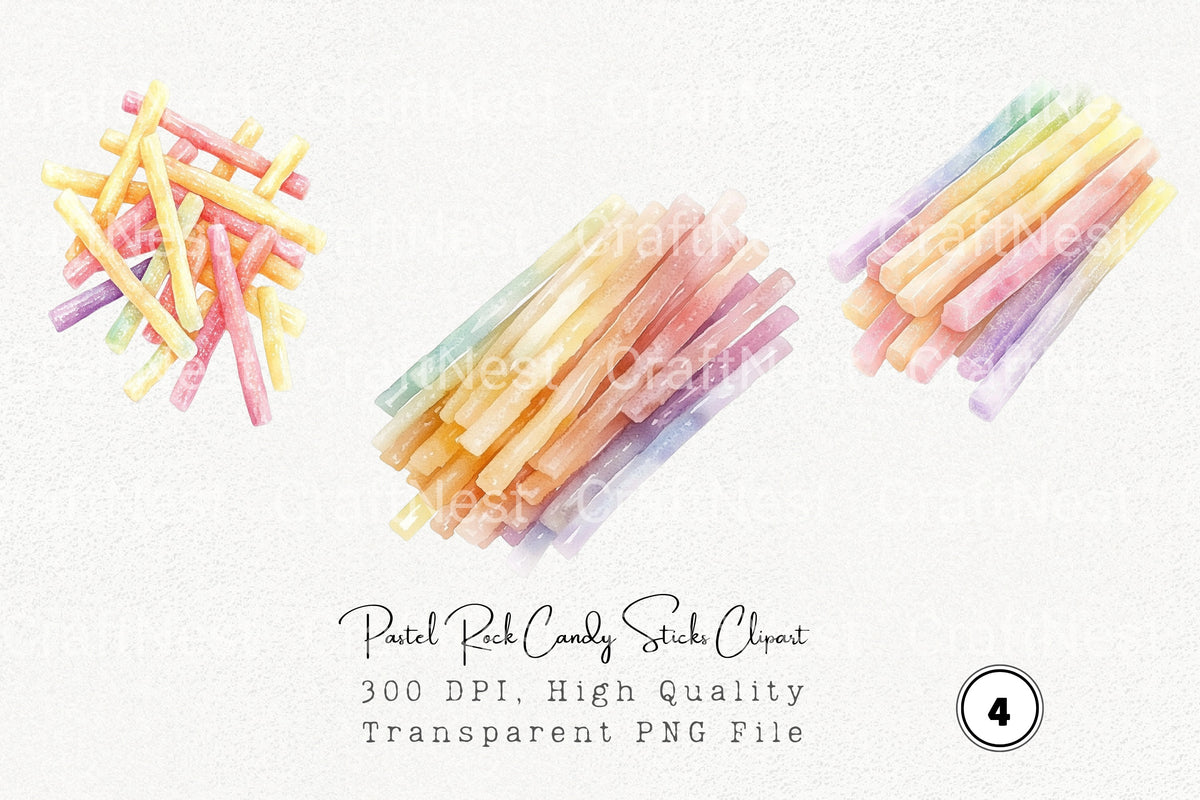 Pastel Rock Candy Sticks Clipart Bundle
