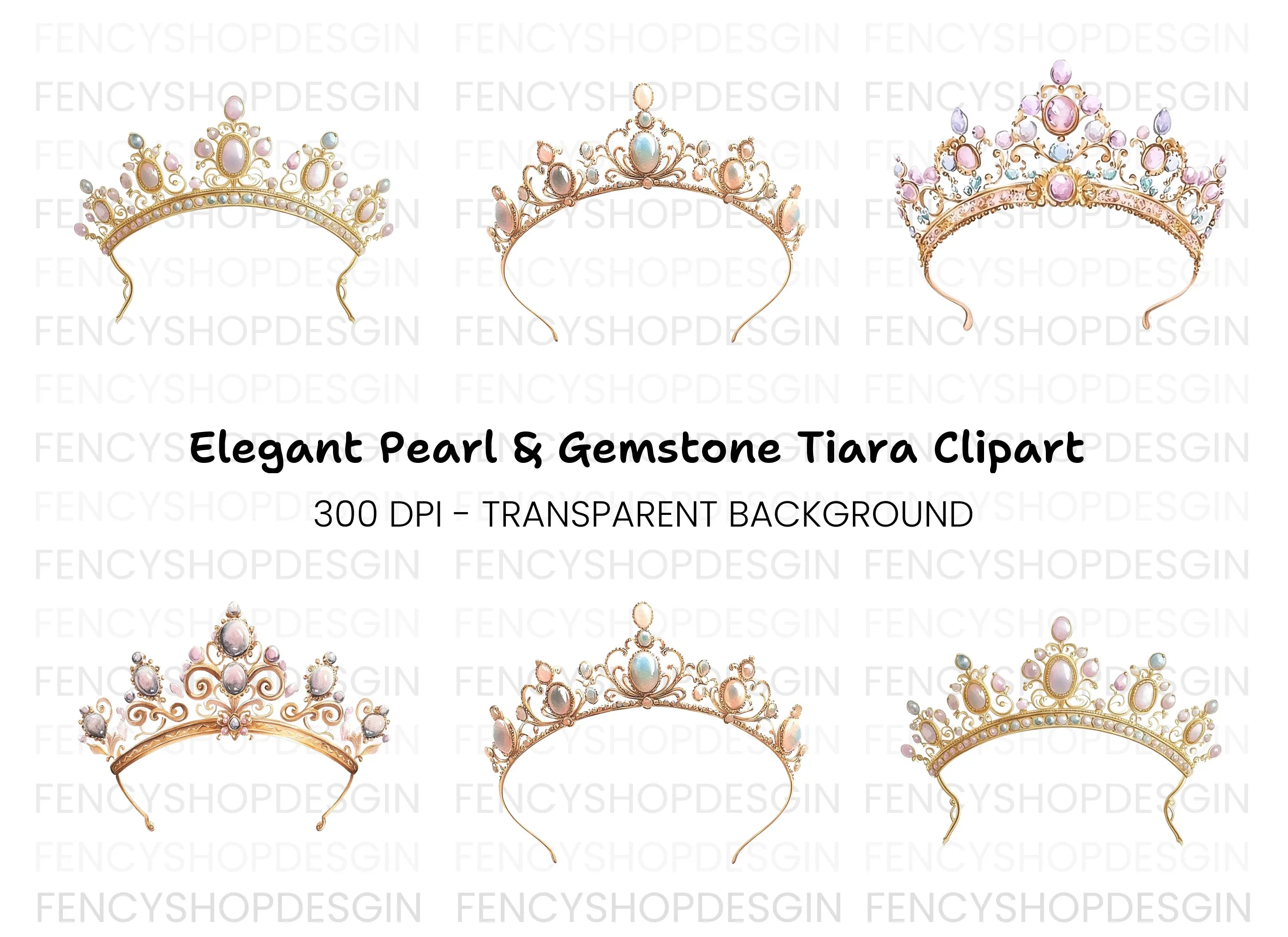 Elegant Princess Tiara Clipart Bundle