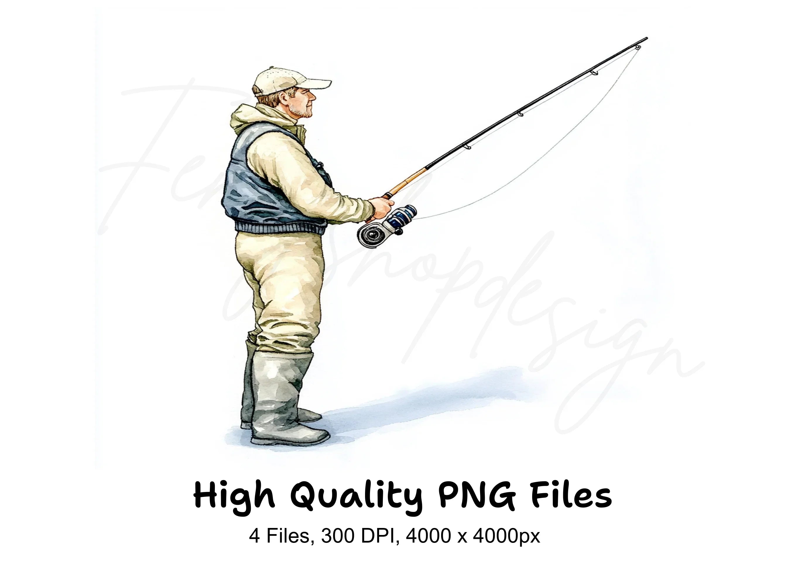 Fly Fishing Man Clipart Bundle