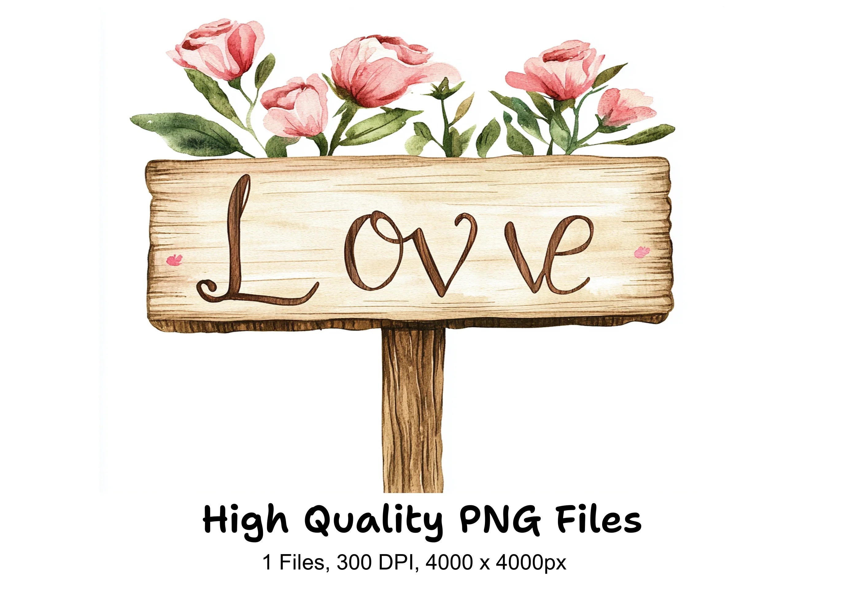 Rustic Love Sign Clipart Bundle