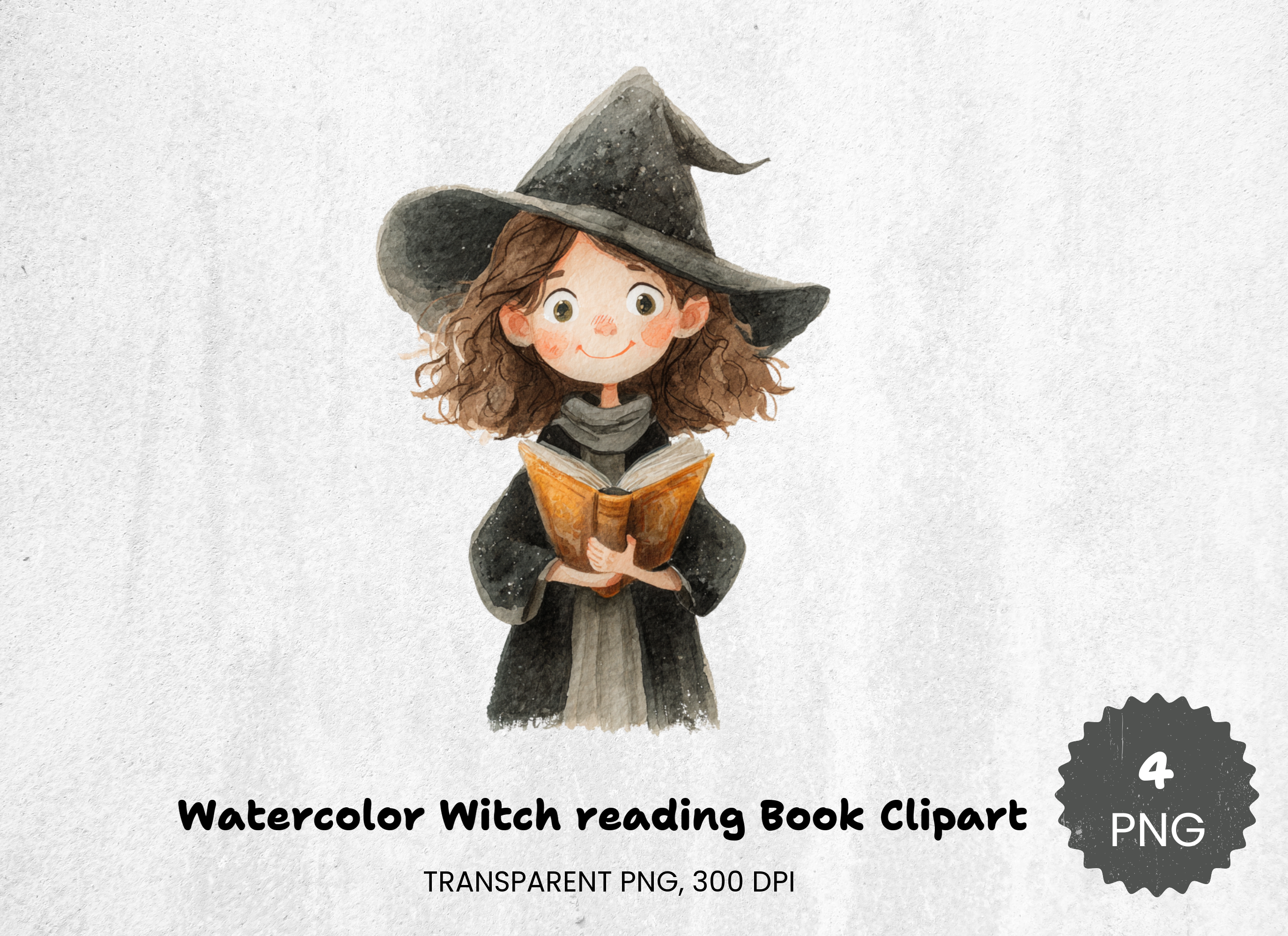 Witch Reading Book Clipart Bundle