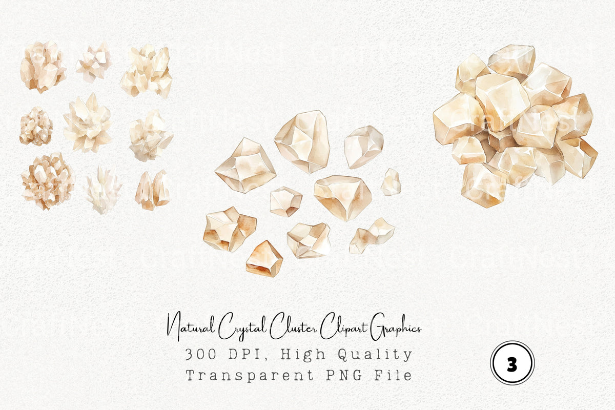 Natural Crystal Cluster Graphics Clipart Bundle