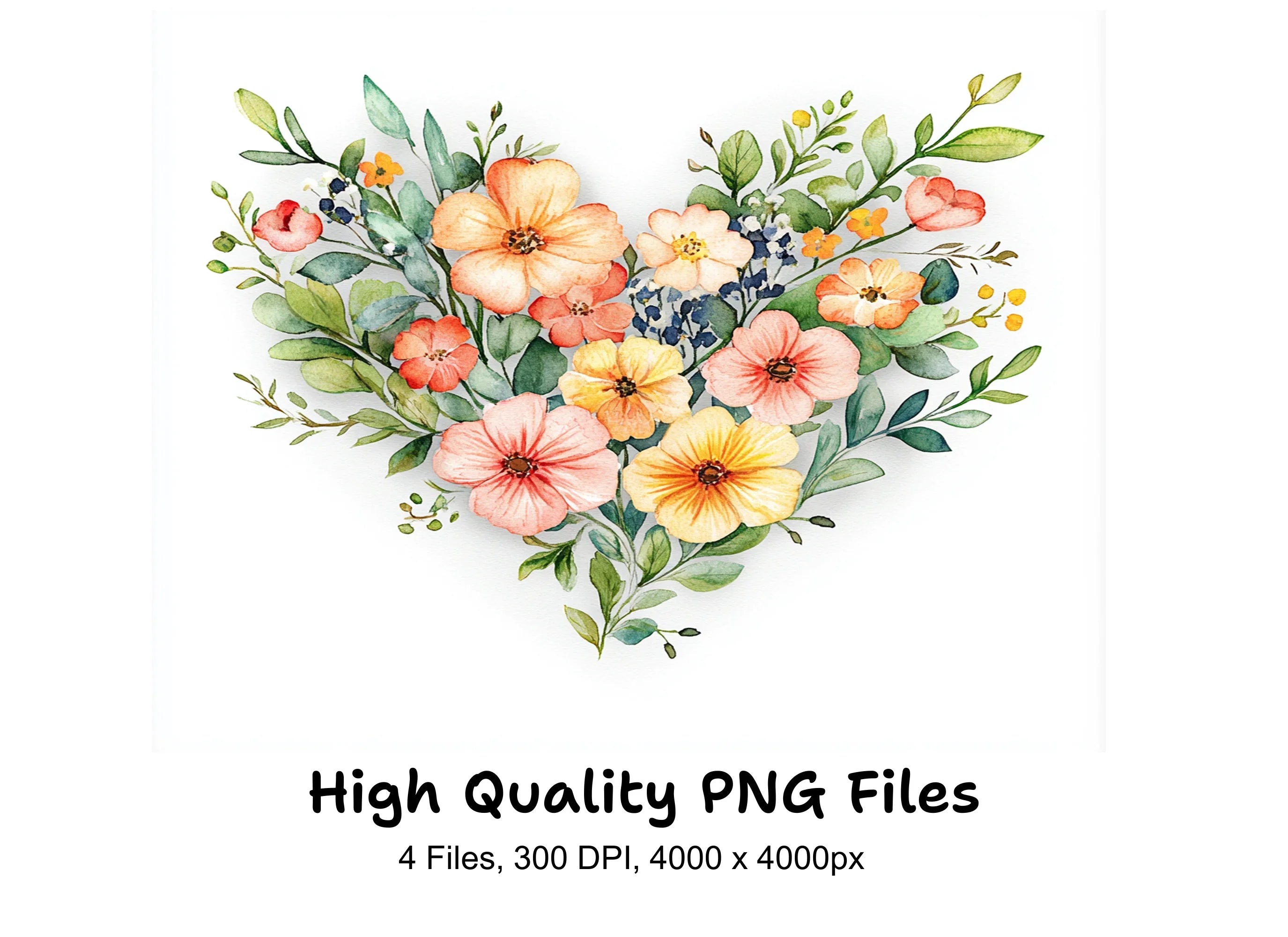 Floral Heart Clipart Bundle