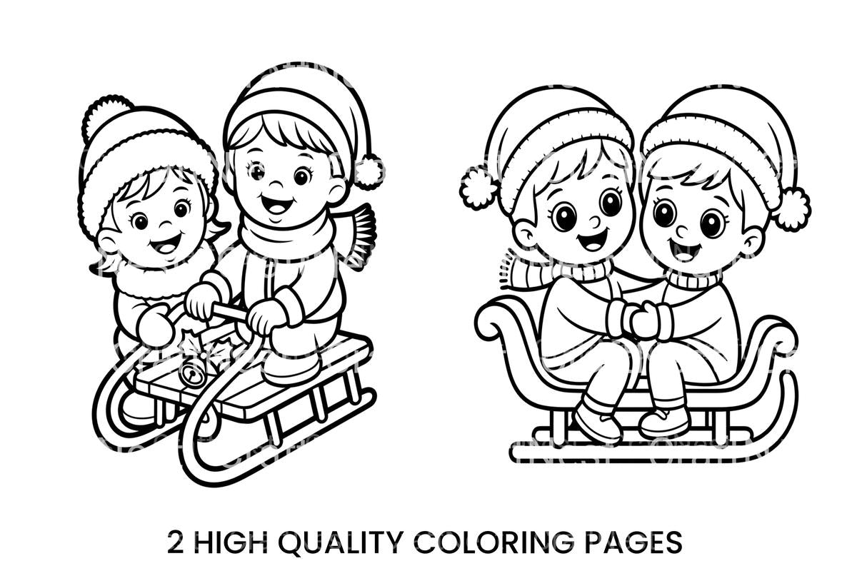 Winter Sledding Fun Coloring Books